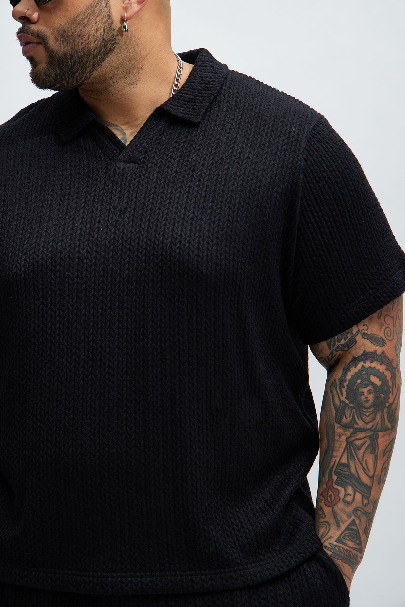 Catanina Textured Polo - Black
