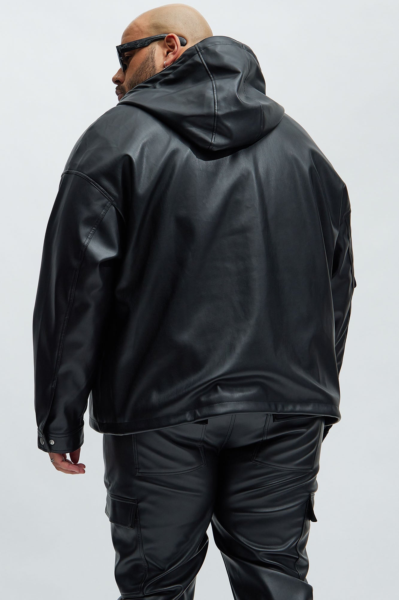 Royce Faux Leather Pullover Jacket - Black