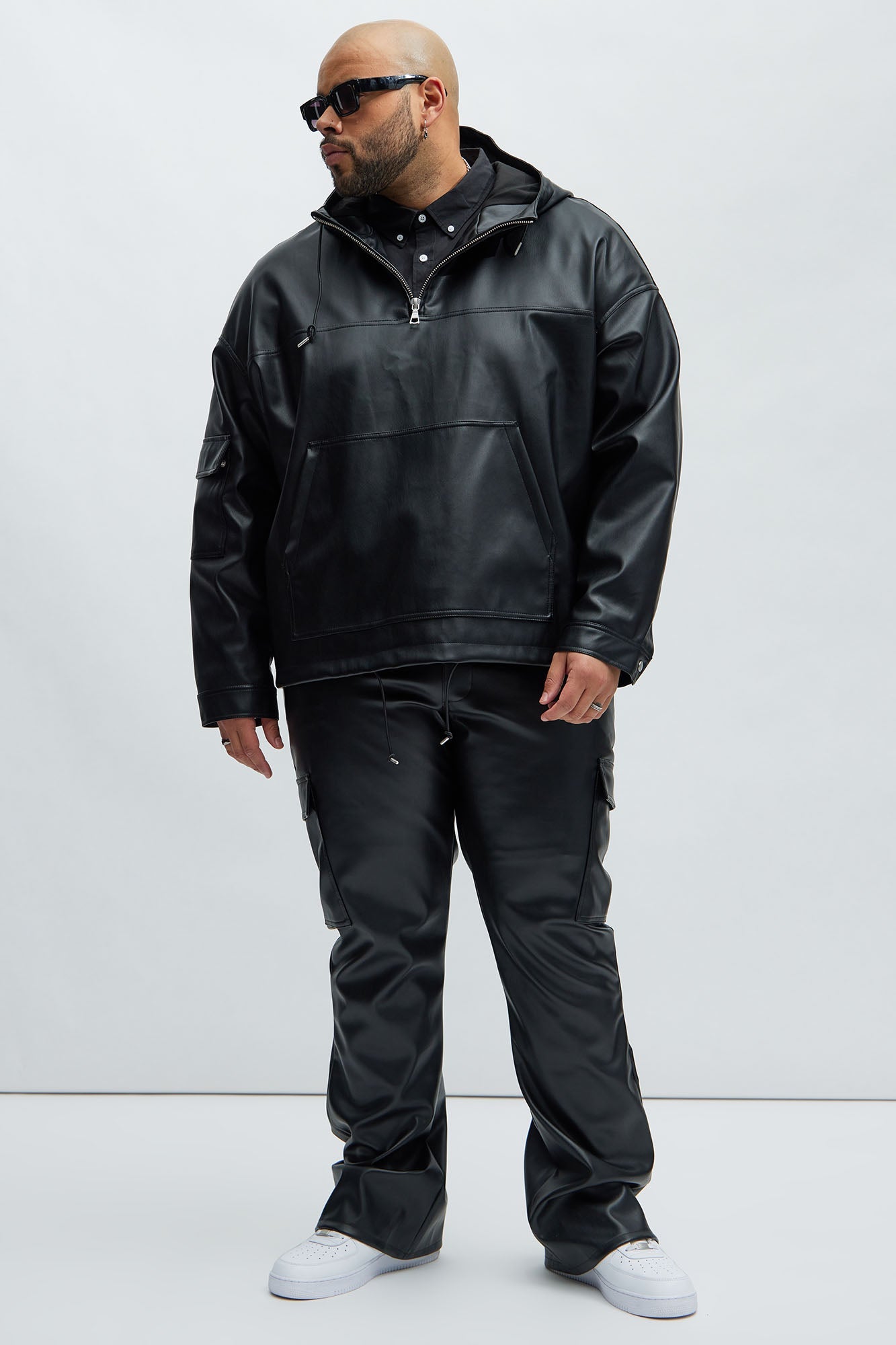 Royce Slim Faux Leather Pants - Black