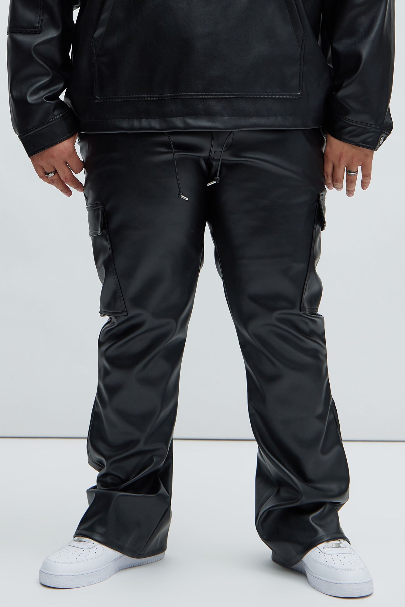 Royce Slim Faux Leather Pants - Black