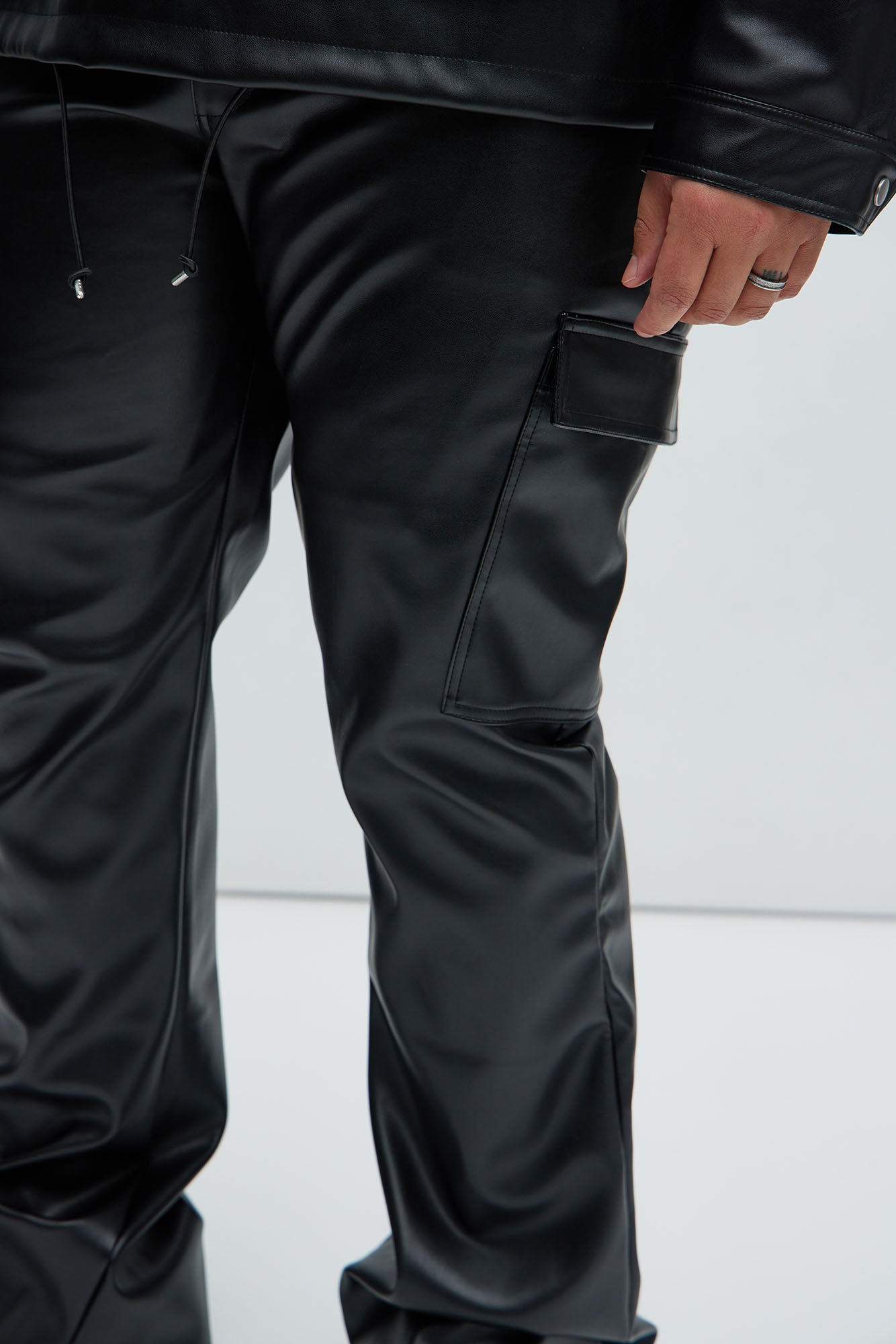 Royce Slim Faux Leather Pants - Black
