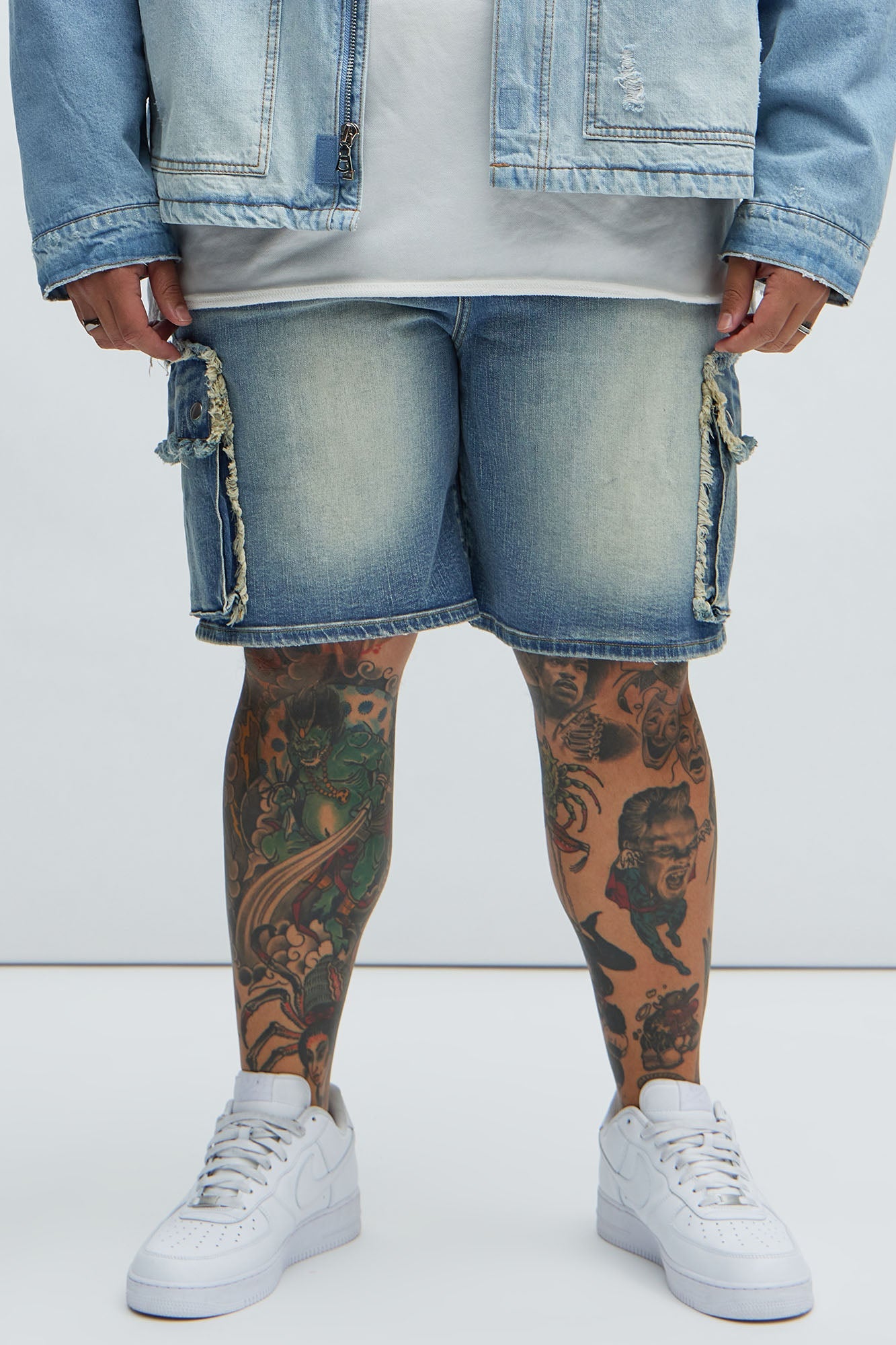 Rush Home Denim Cargo Shorts - Light Blue Wash