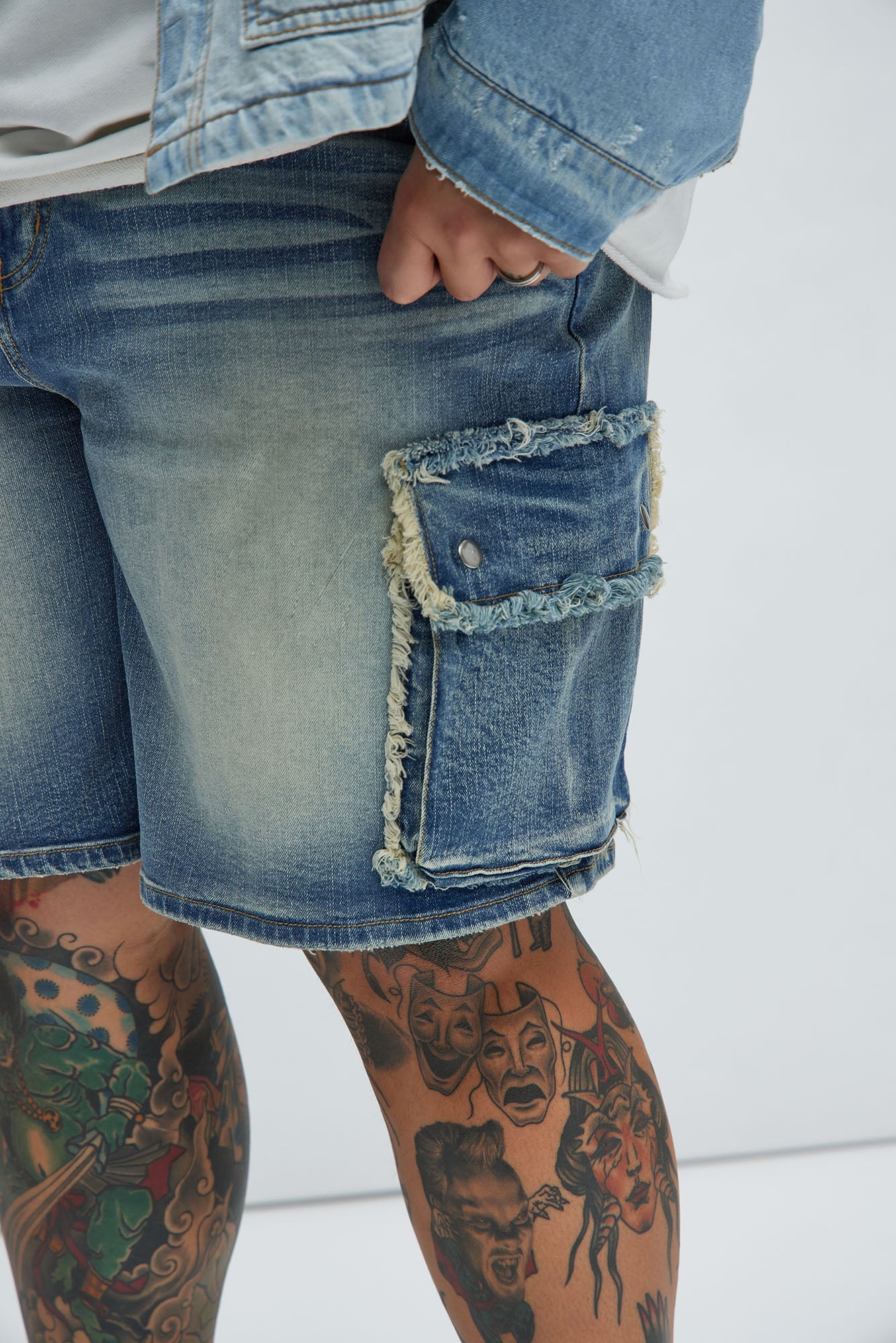 Rush Home Denim Cargo Shorts - Light Blue Wash
