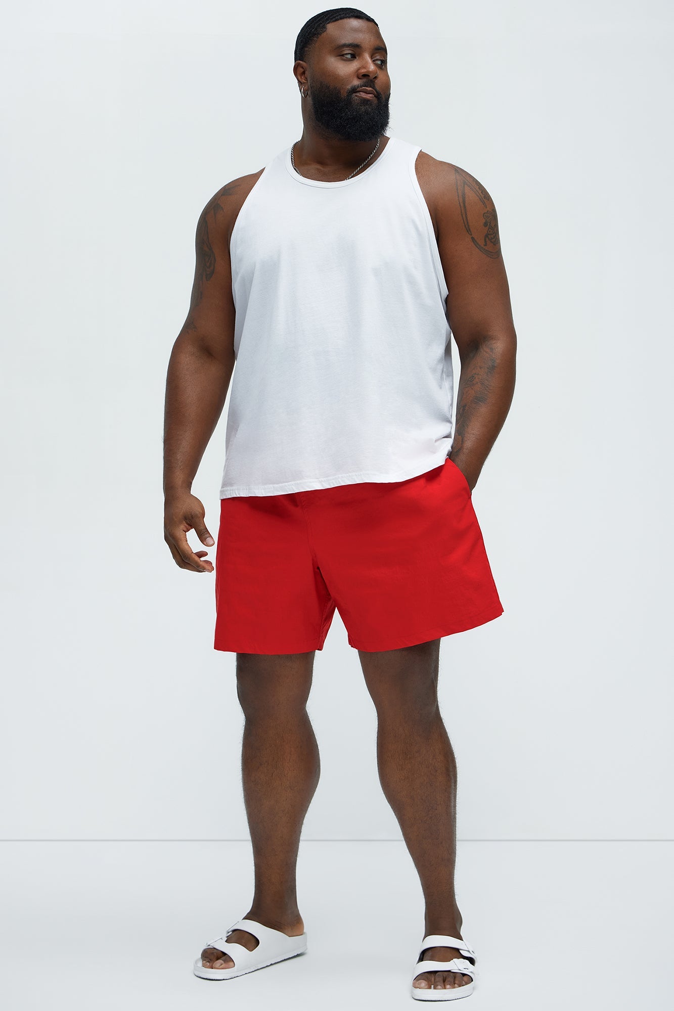 Montez Stretch Swim Trunk 7″ - Brick Red