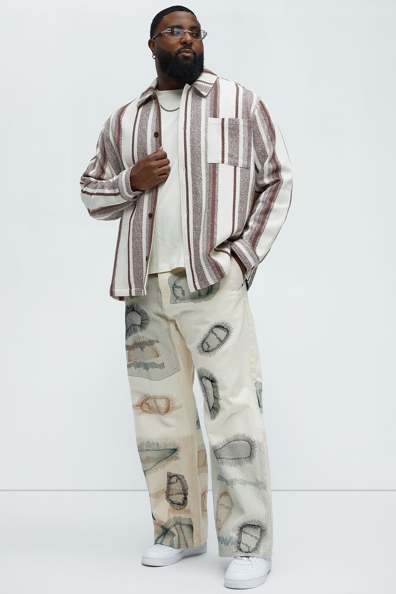 Century Repaired Baggy Jeans - Off White