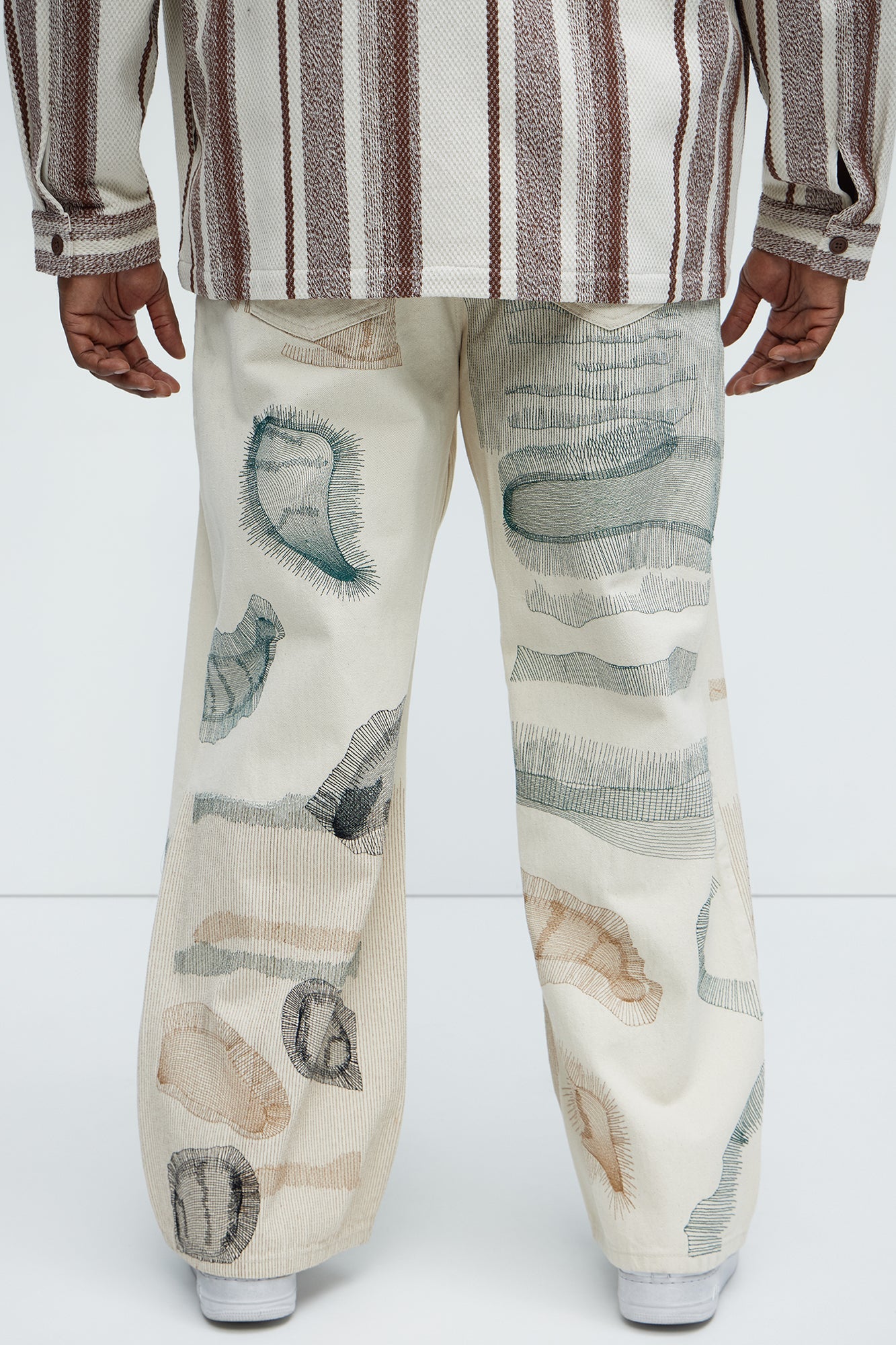 Century Repaired Baggy Jeans - Off White