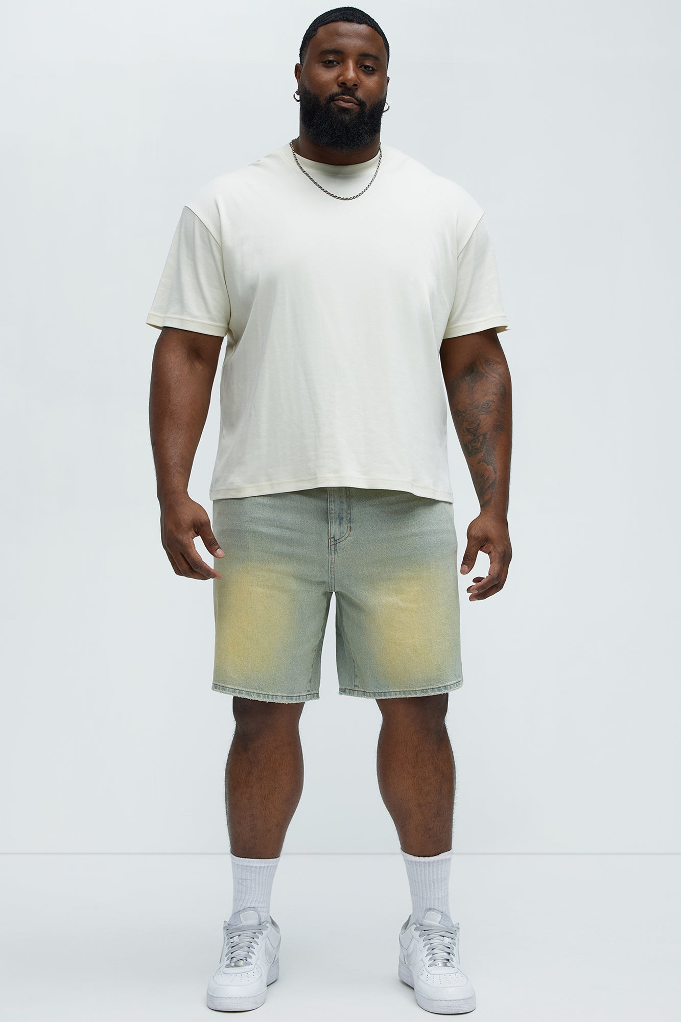 Drawstring Belt Relaxed Denim Shorts - Vintage Blue Wash