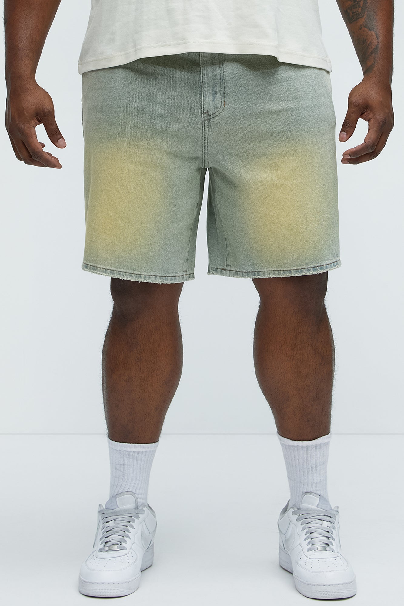 Drawstring Belt Relaxed Denim Shorts - Vintage Blue Wash