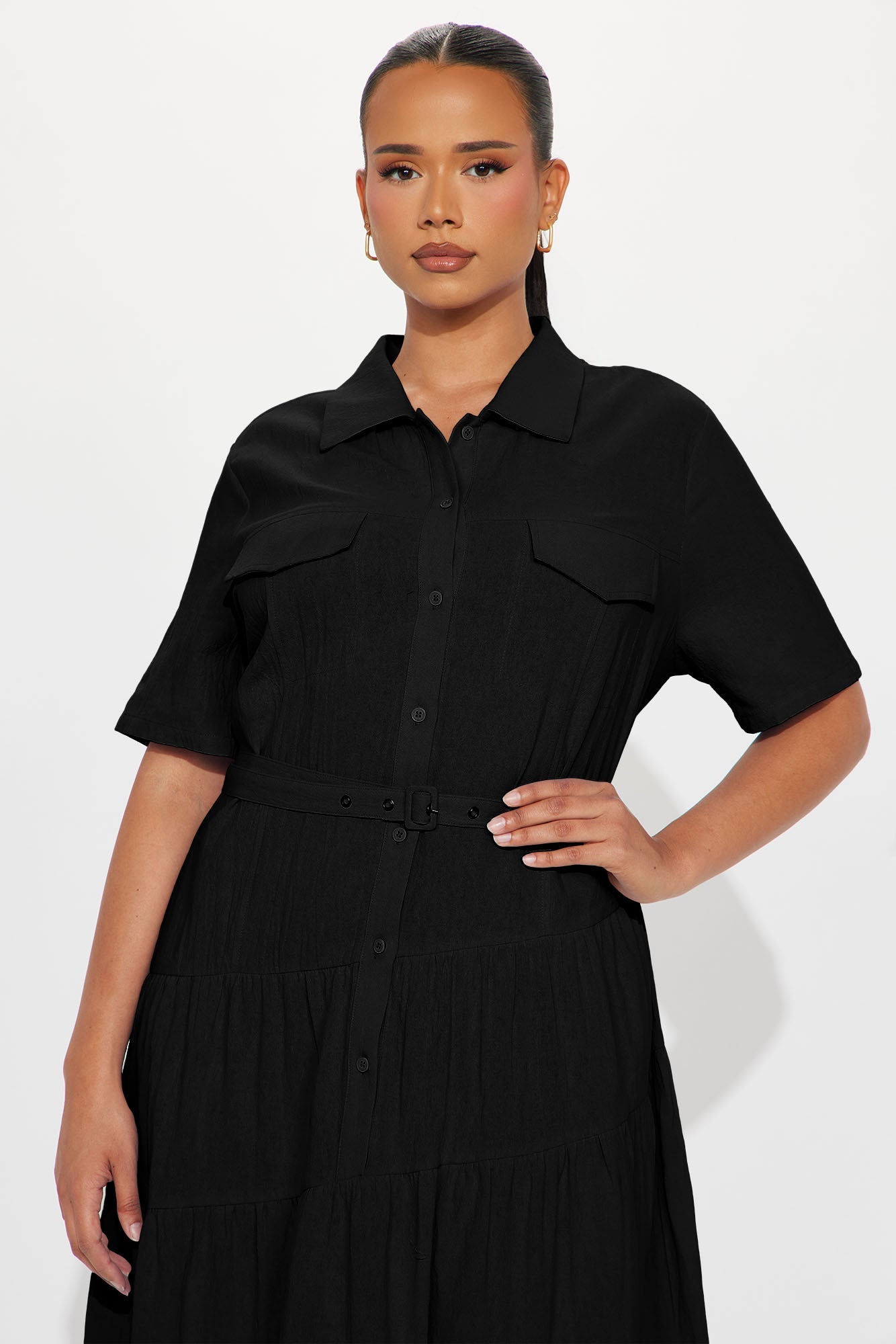 Julia Maxi Shirt Dress - Black