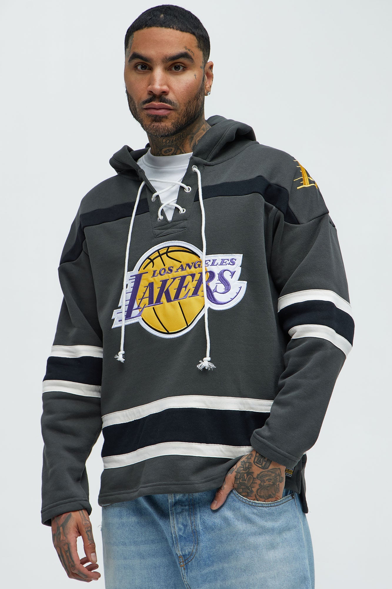 Lakers Body Check Hoodie - Grey