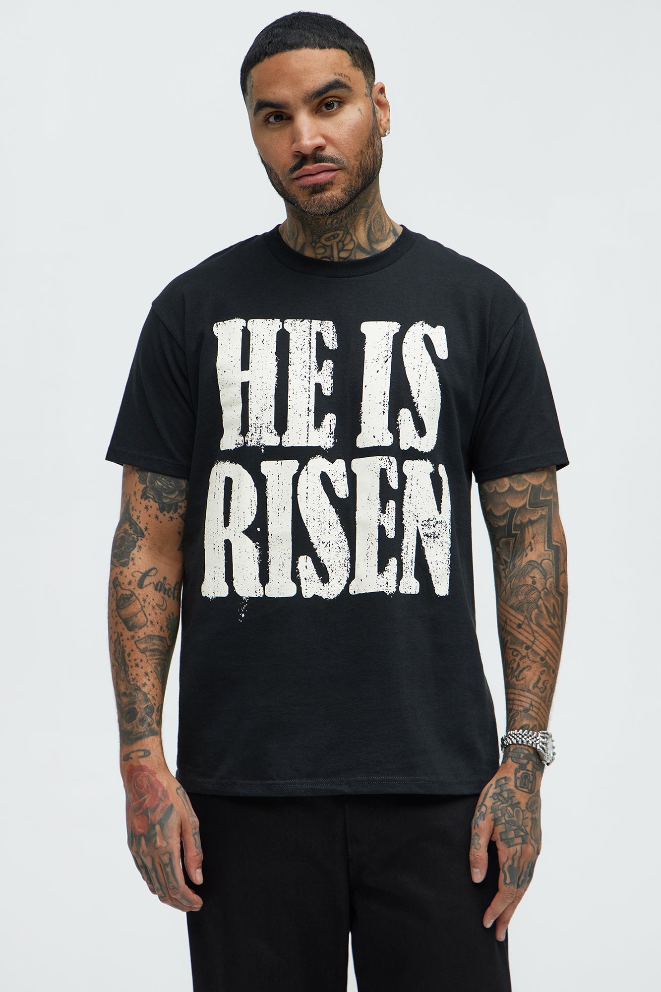 He Is Risen Mens Short Sleeve Tee - Black