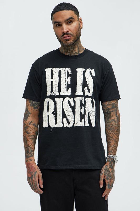 He Is Risen Mens Short Sleeve Tee - Black