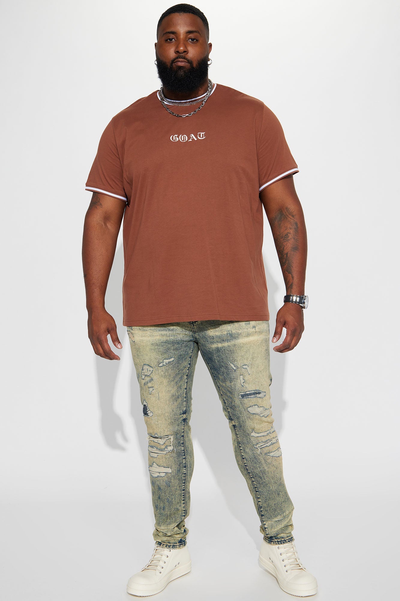 GOAT Old English Short Sleeve Tee - Brown