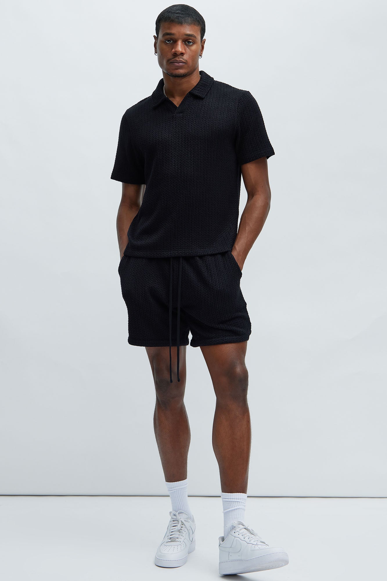 Catanina Textured Polo - Black