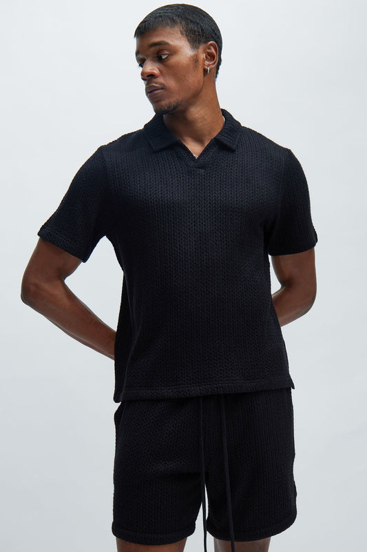 Catanina Textured Polo - Black