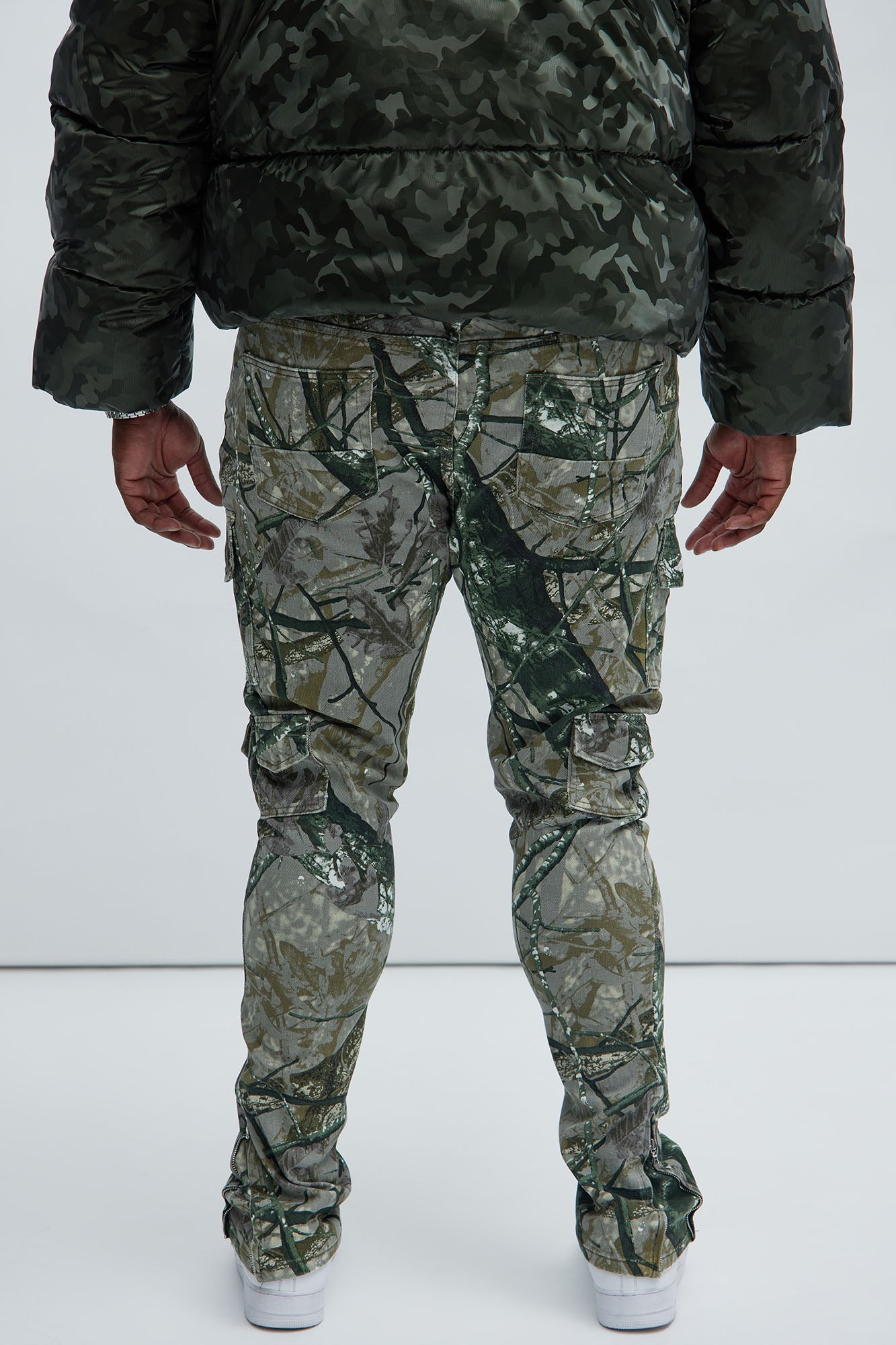 Convertible Stacked Skinny Flare Jeans - Taupe/combo