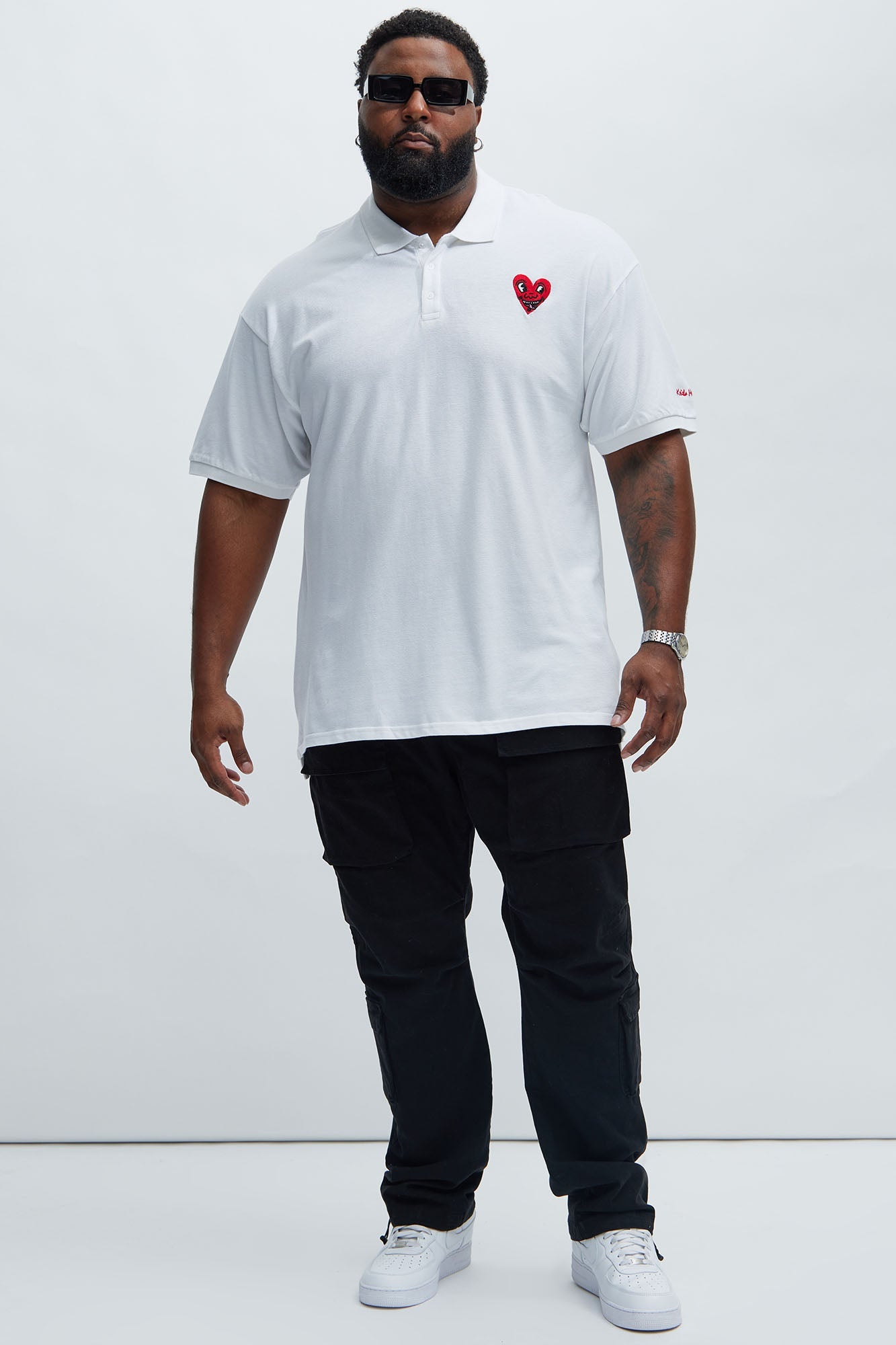 Keith Haring Heart Logo Short Sleeve Polo - White