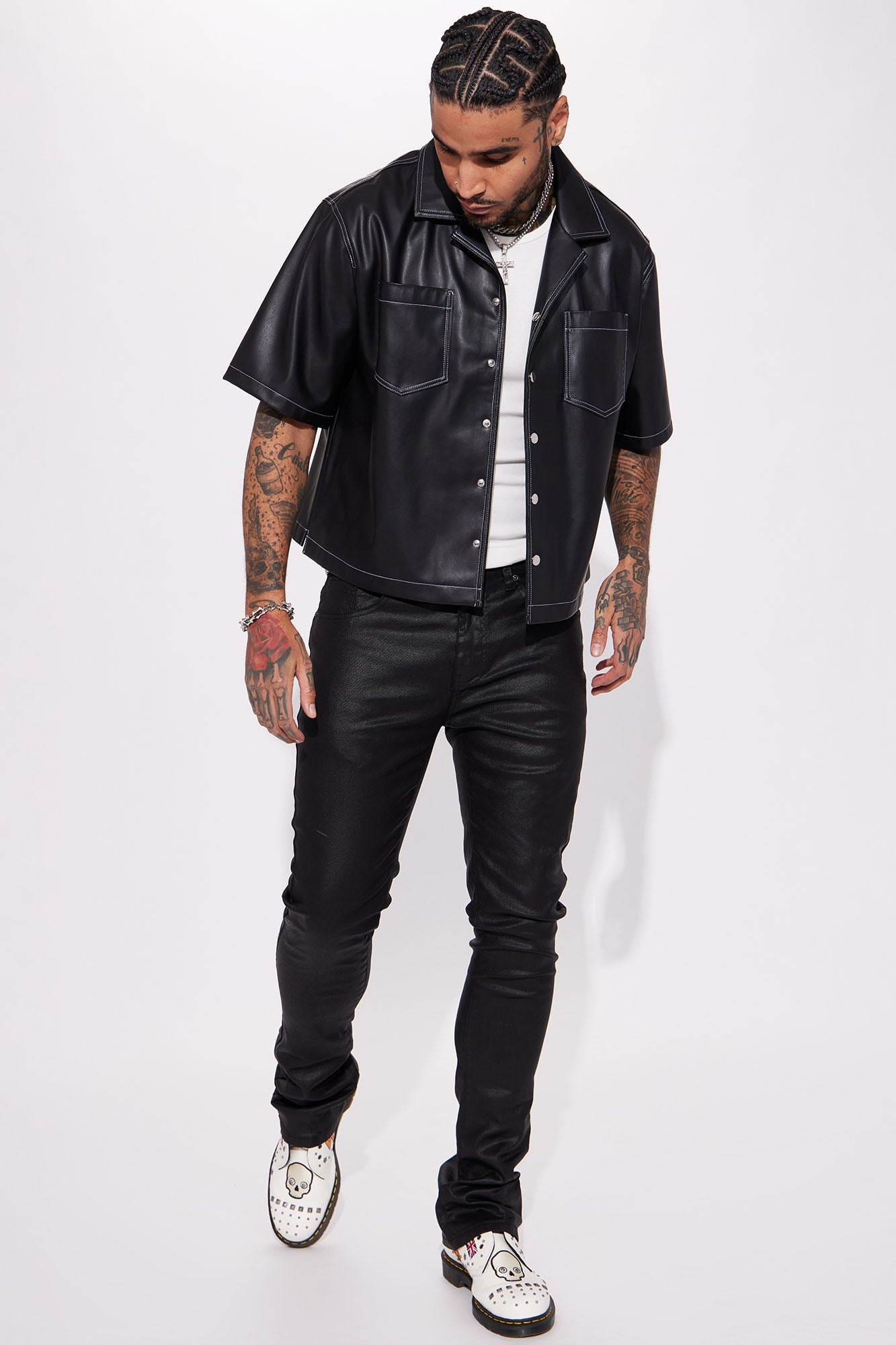 As I Do Waxed Stacked Skinny Flare Jeans - Black