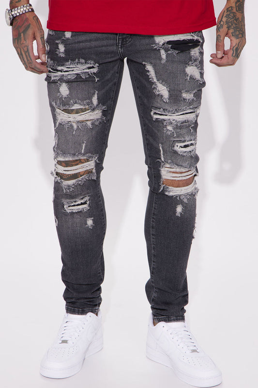 Ready To Unwind Stacked Skinny Jeans - Black Wash