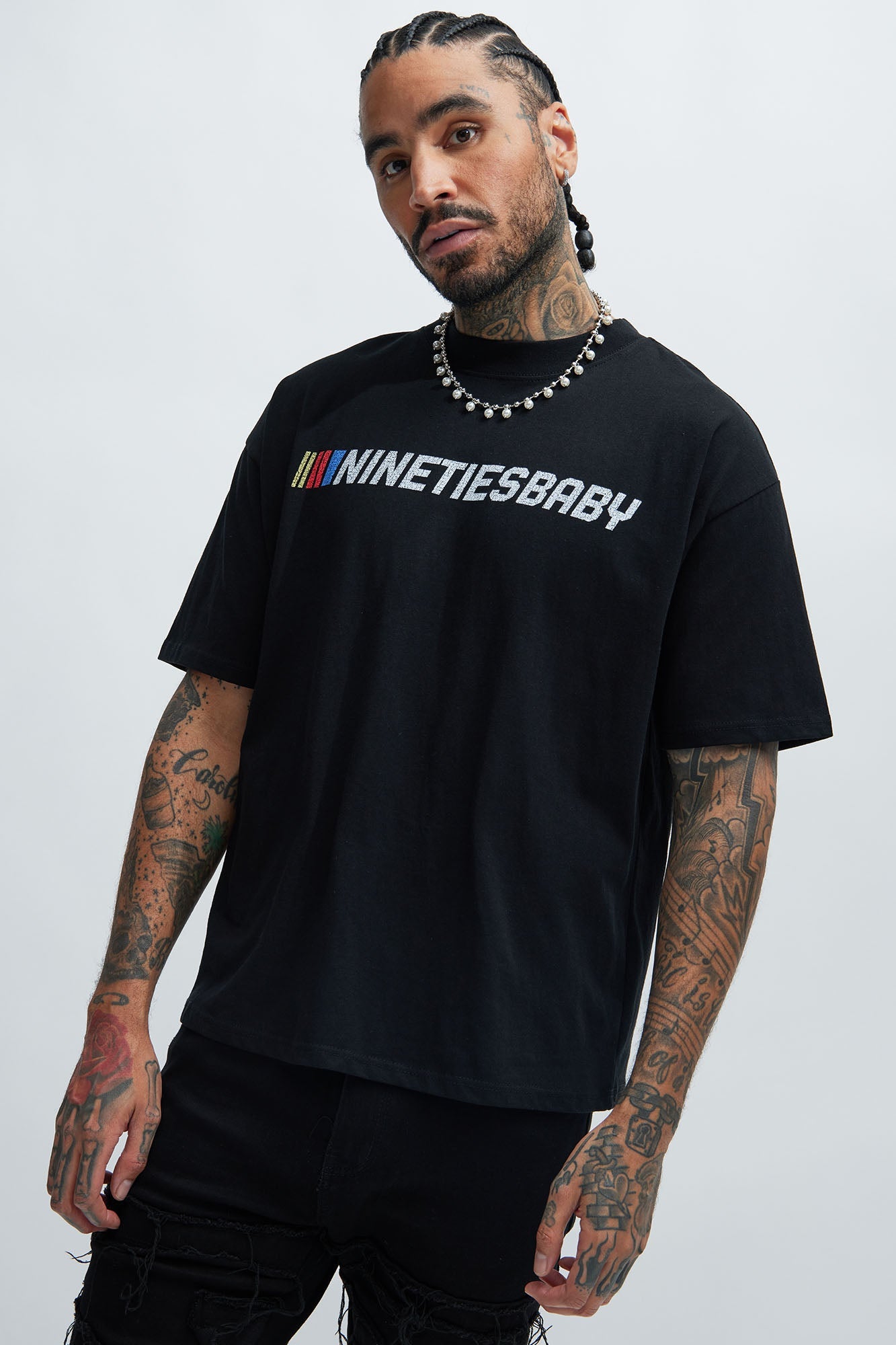 90's Till Infinity Oversized Short Sleeve Tee - Black