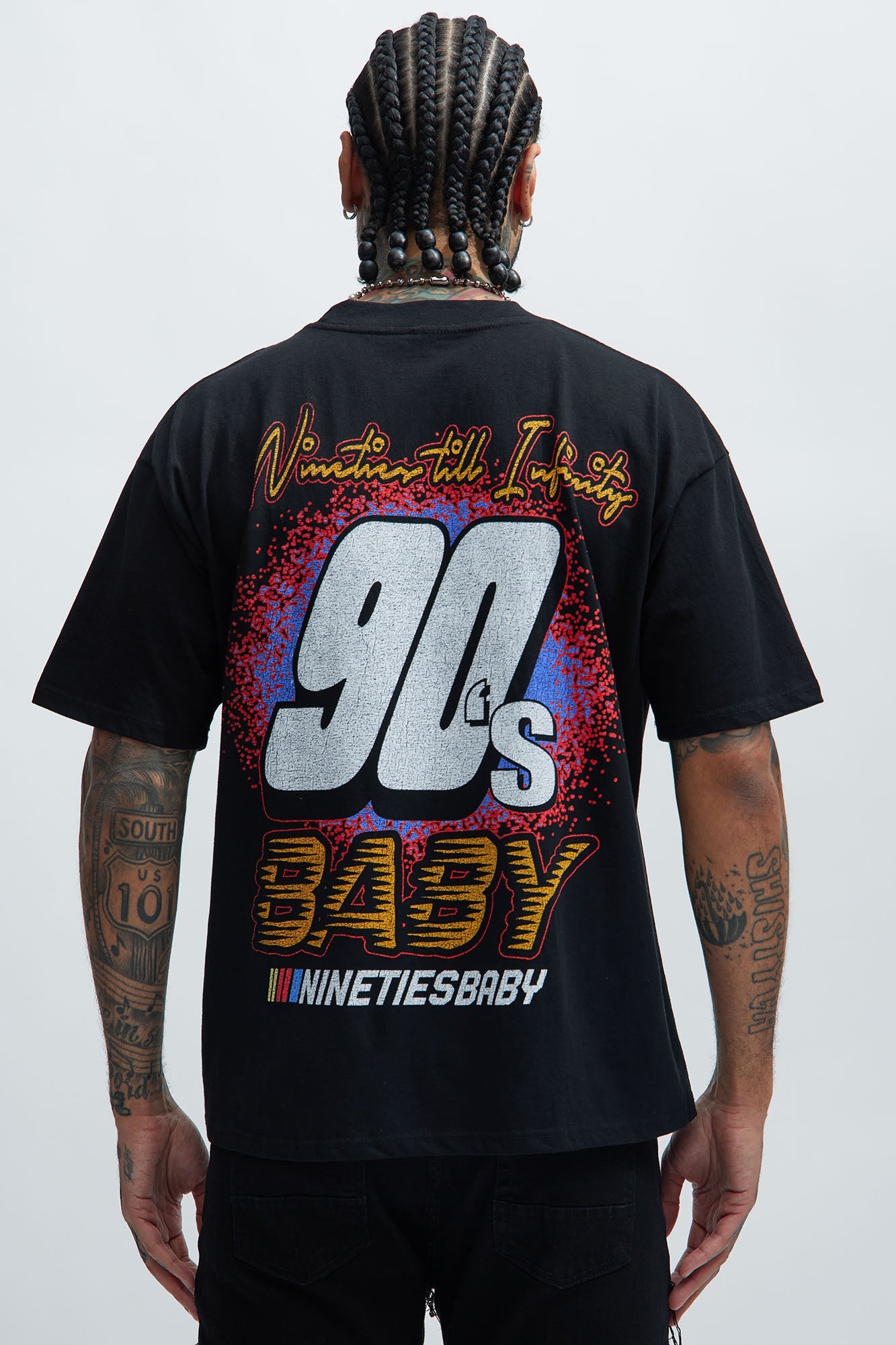 90's Till Infinity Oversized Short Sleeve Tee - Black