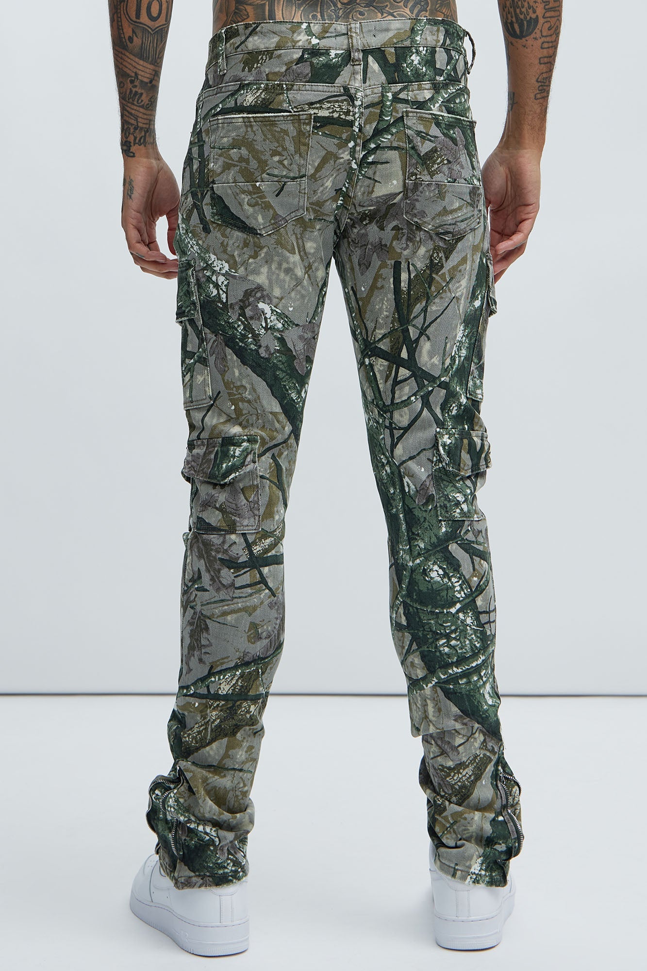 Convertible Stacked Skinny Flare Jeans - Taupe/combo