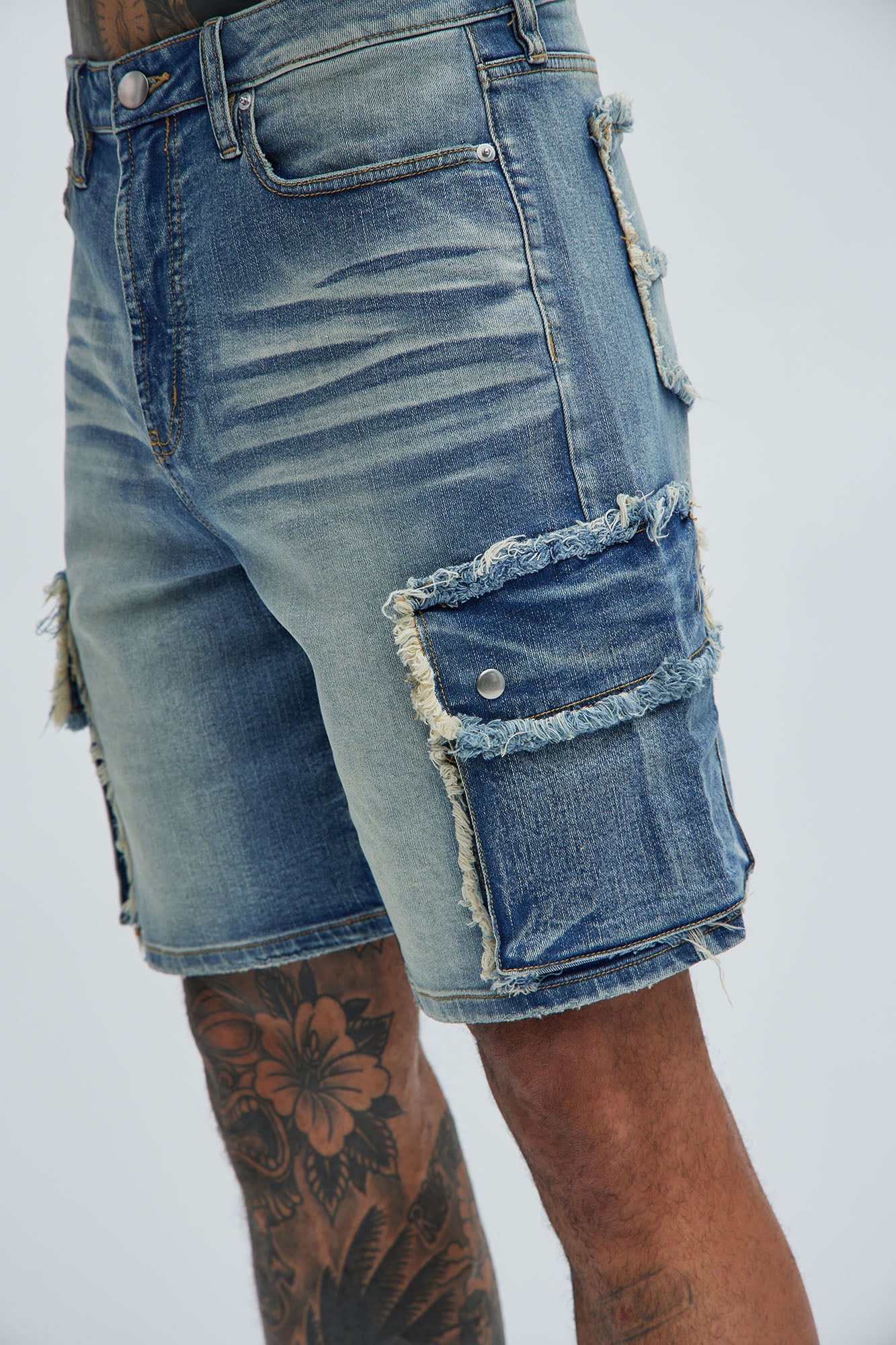 Rush Home Denim Cargo Shorts - Light Blue Wash