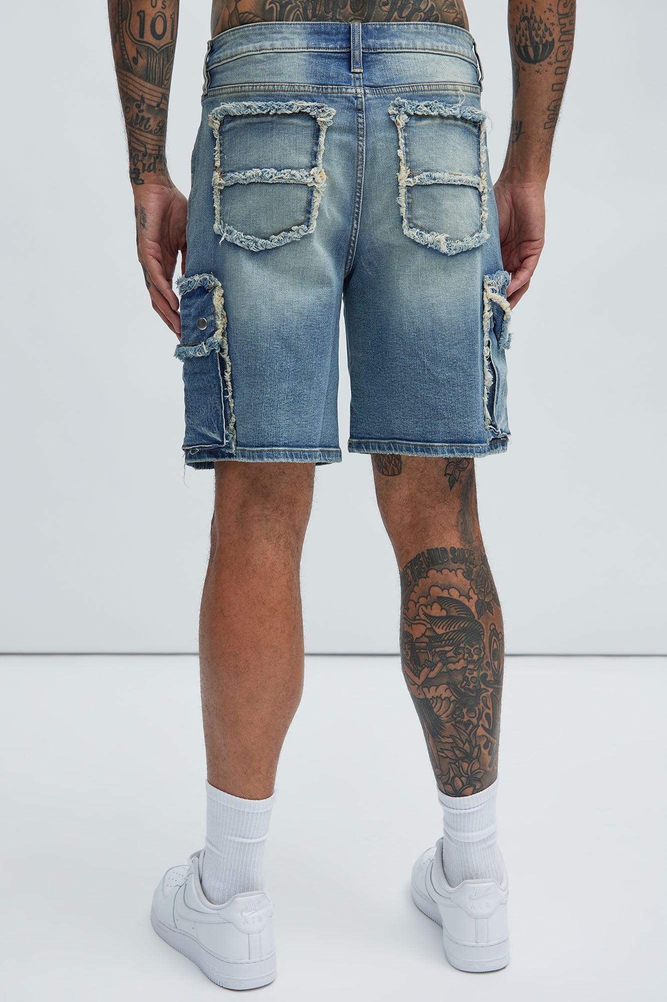 Rush Home Denim Cargo Shorts - Light Blue Wash