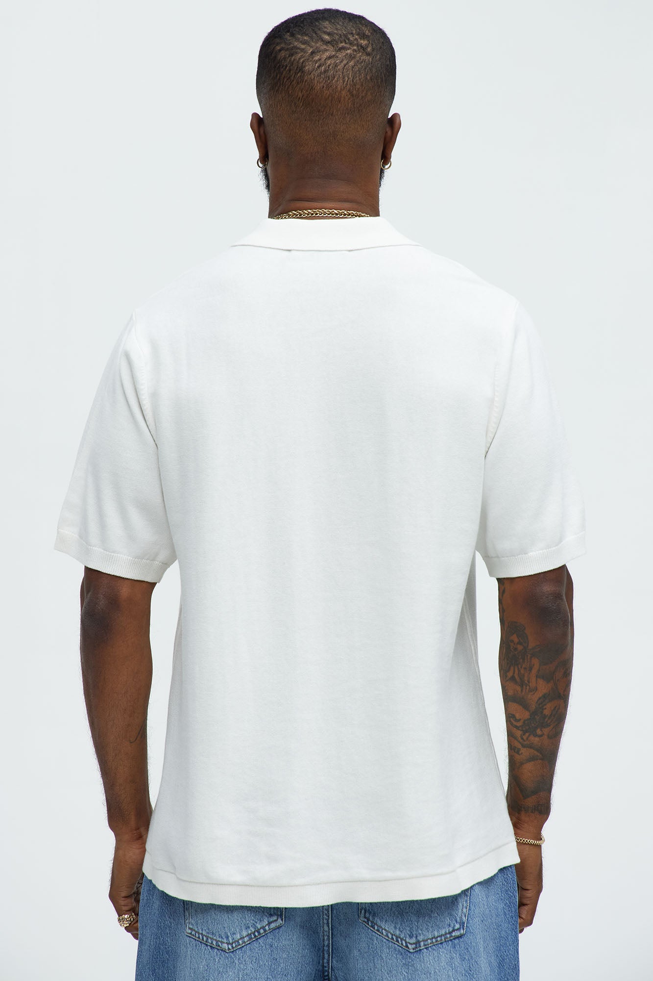 Harris Knitted Stripe Polo Shirt - White/combo