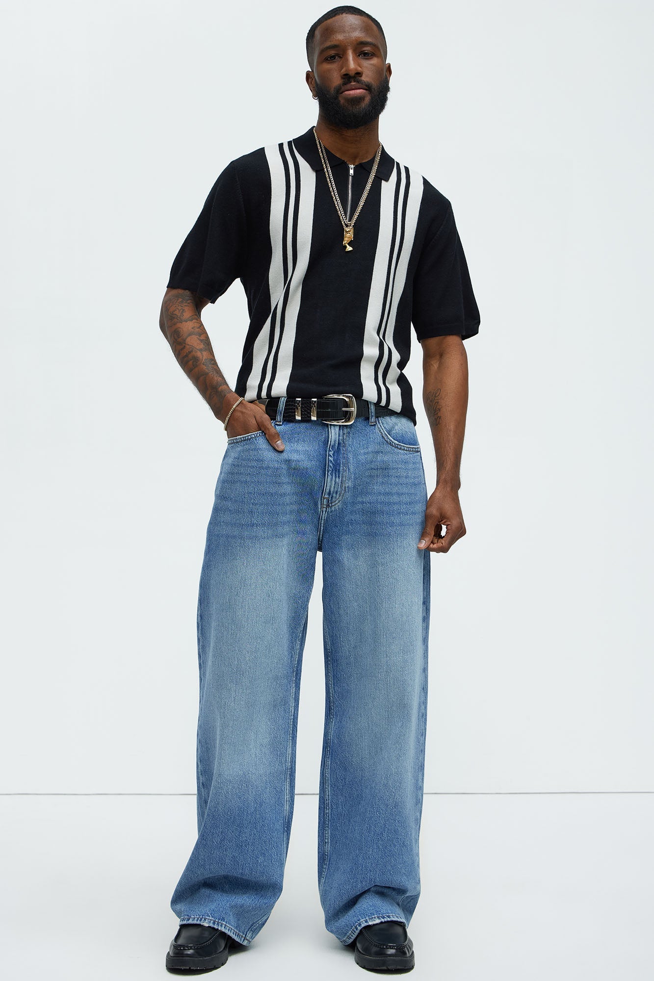 Camden Quarter Zip Sweater Polo Shirt - Black/combo