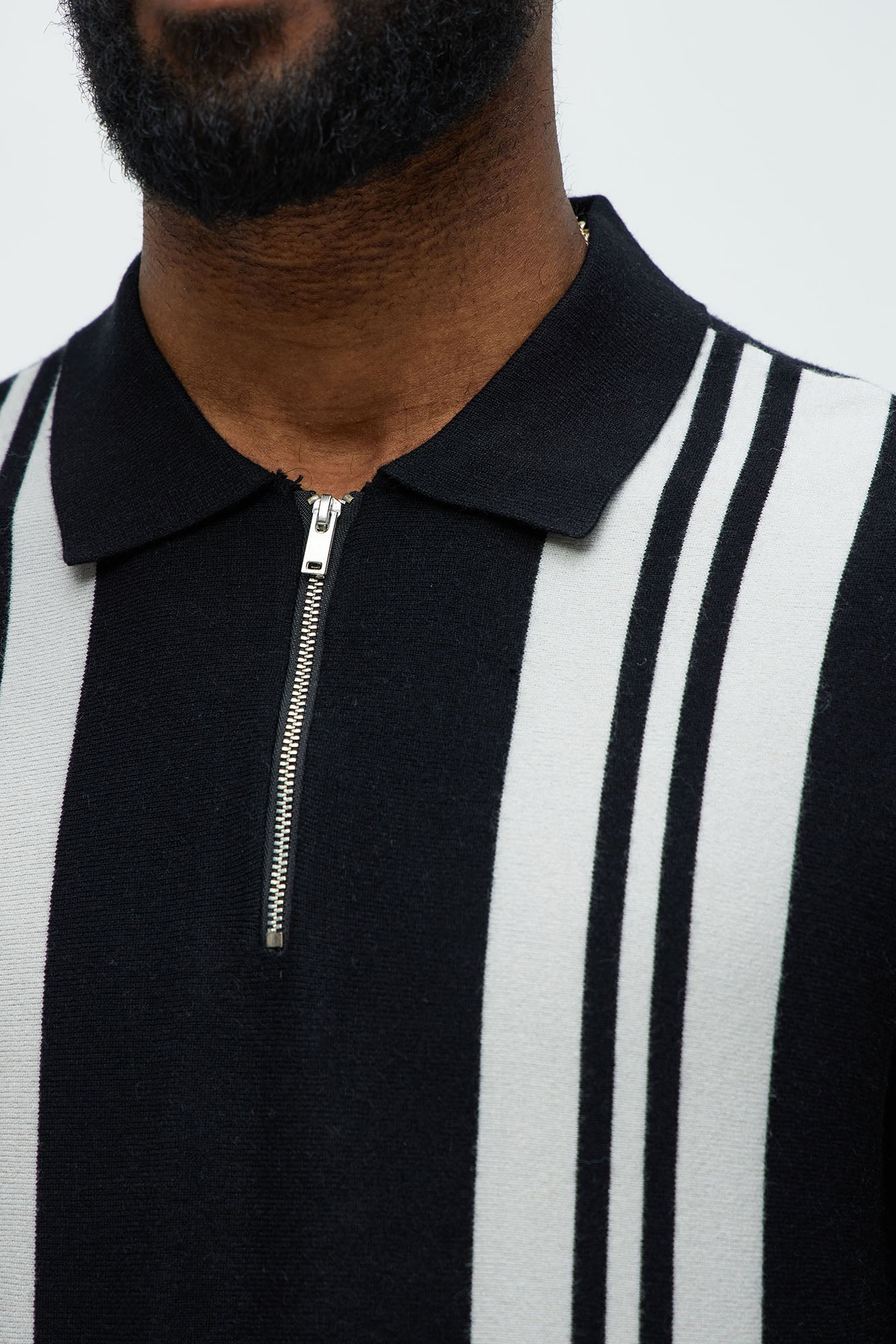 Camden Quarter Zip Sweater Polo Shirt - Black/combo