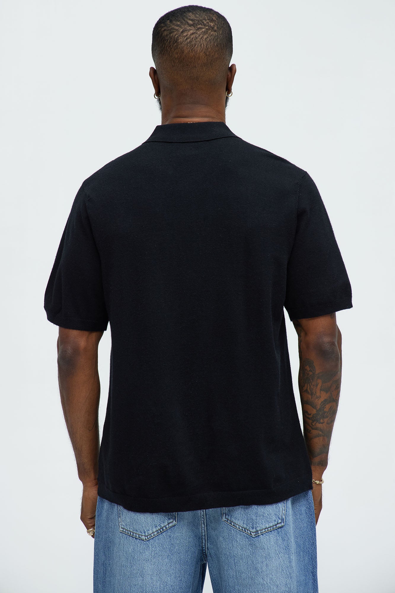 Camden Quarter Zip Sweater Polo Shirt - Black/combo