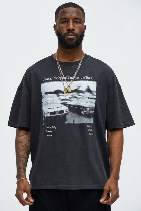 Unleash The Speed Oversized Short Sleeve Tee - Black