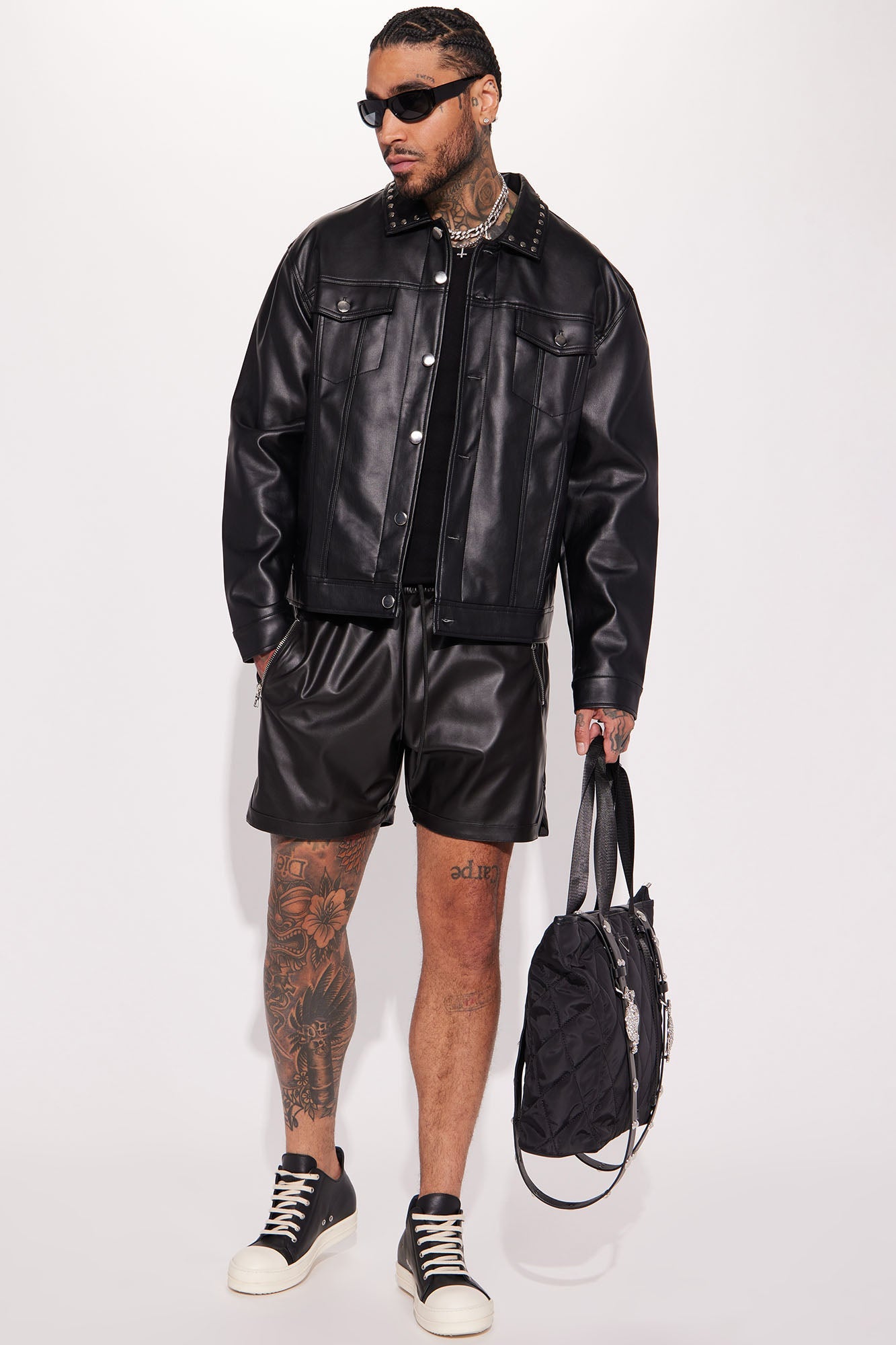 Slam Dunk Faux Leather Shorts - Black