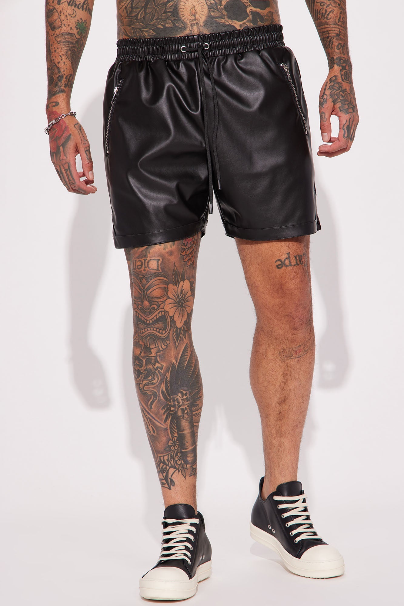 Slam Dunk Faux Leather Shorts - Black