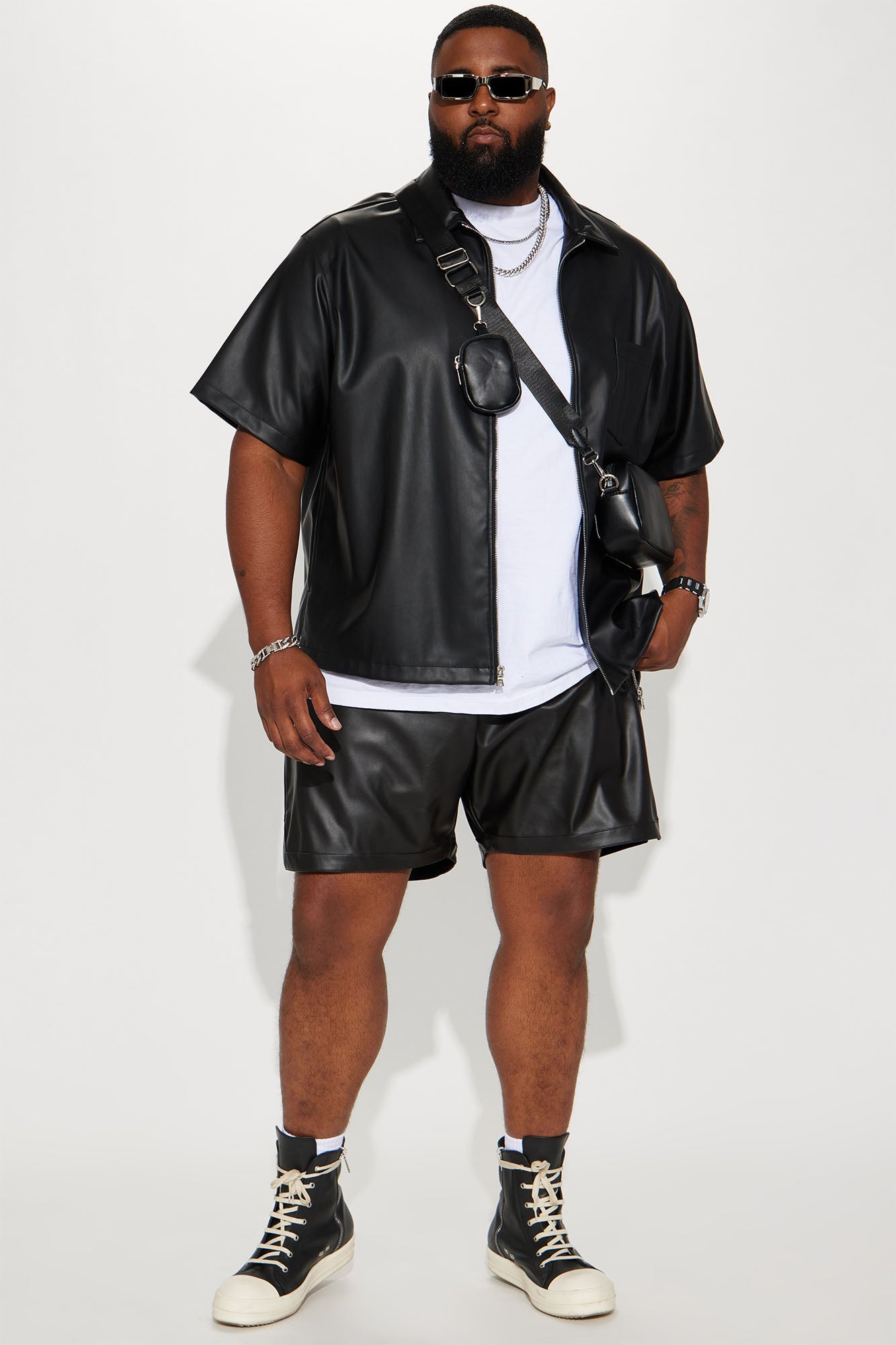 Slam Dunk Faux Leather Shorts - Black