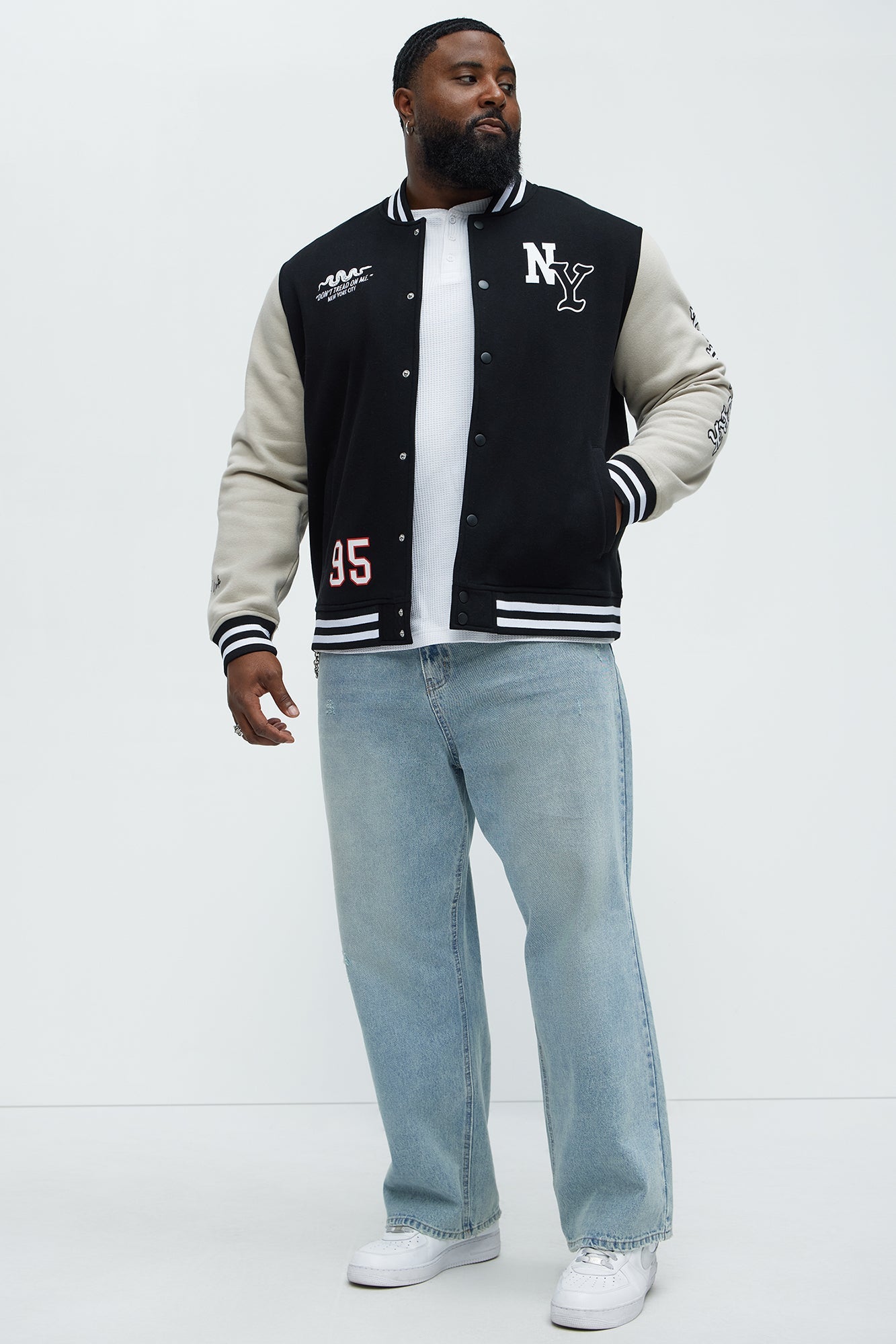 New York Circle Varsity Jacket - Black