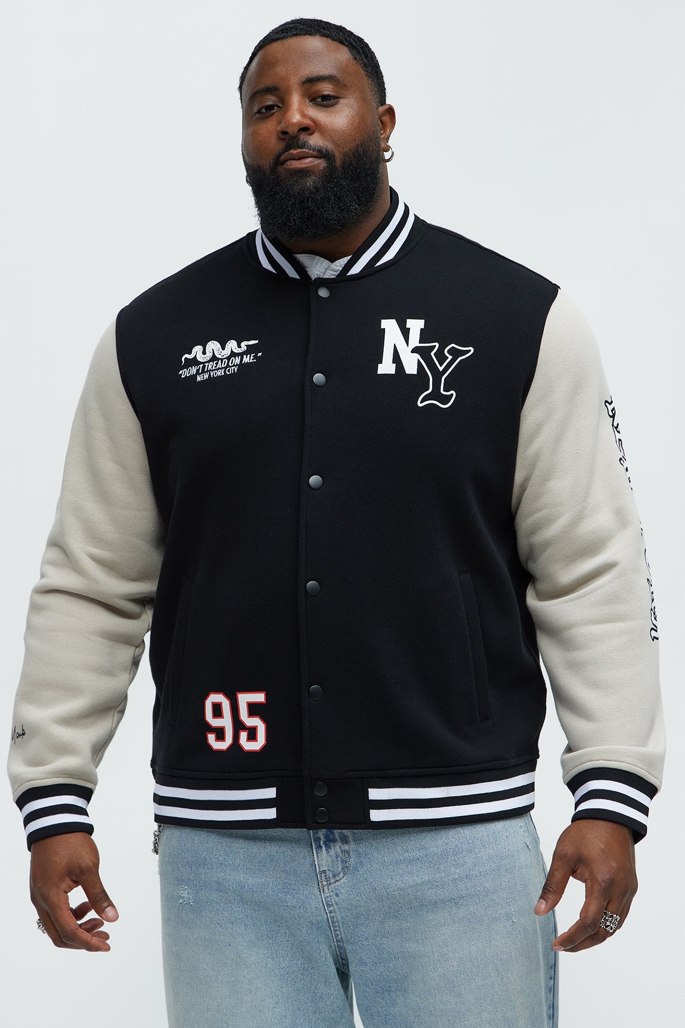 New York Circle Varsity Jacket - Black