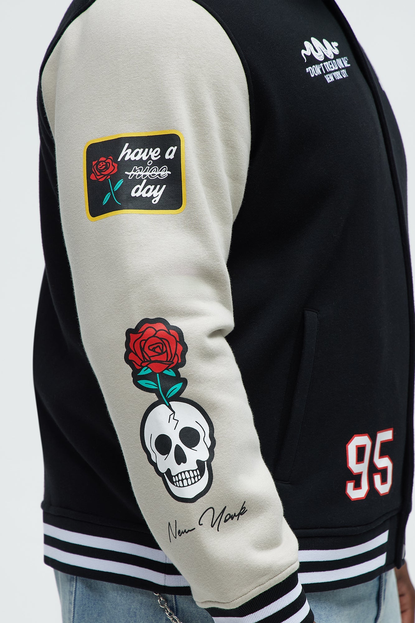 New York Circle Varsity Jacket - Black