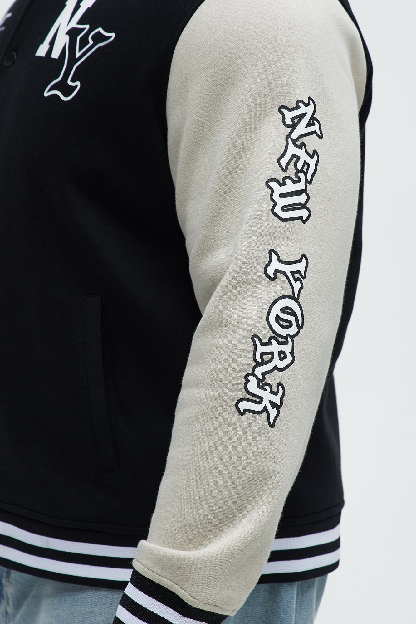 New York Circle Varsity Jacket - Black