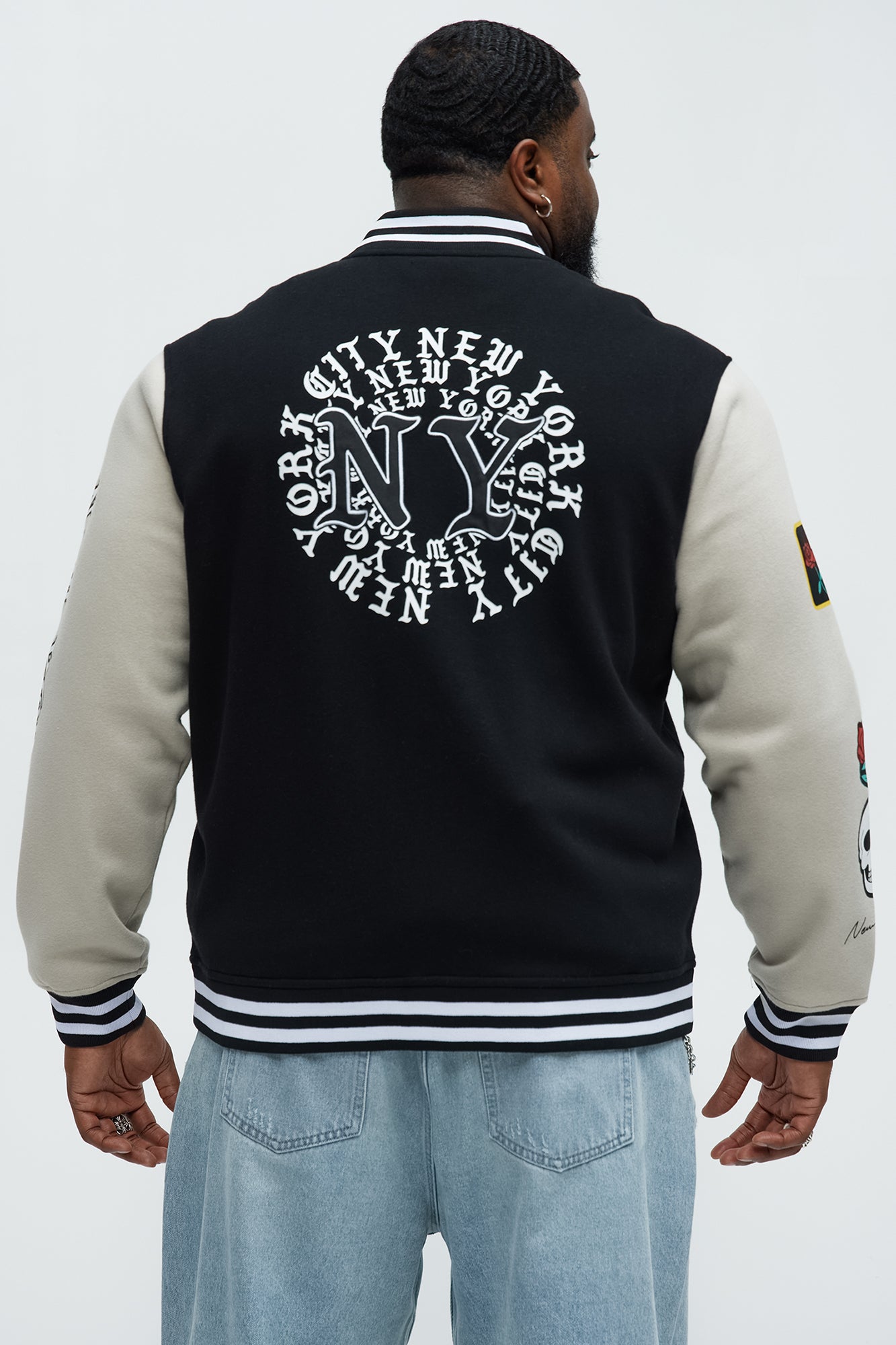 New York Circle Varsity Jacket - Black