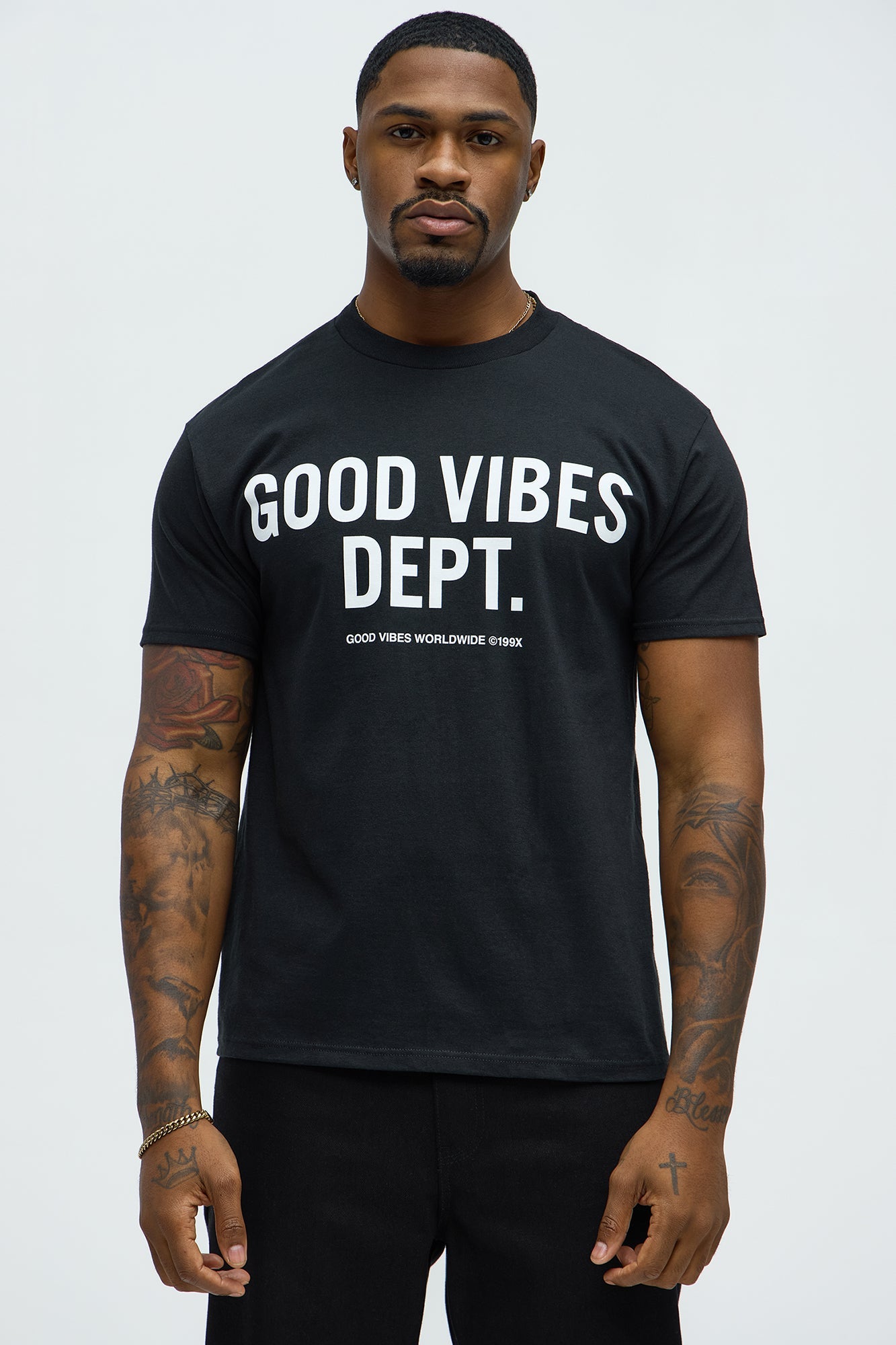Good Vibes Dept Short Sleeve Crew Neck T shirt - Black