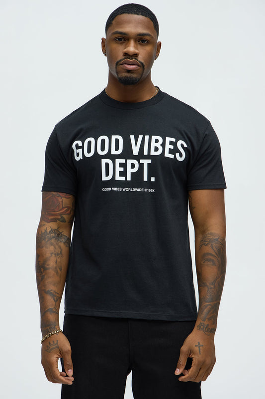 Good Vibes Dept Short Sleeve Crew Neck T shirt - Black
