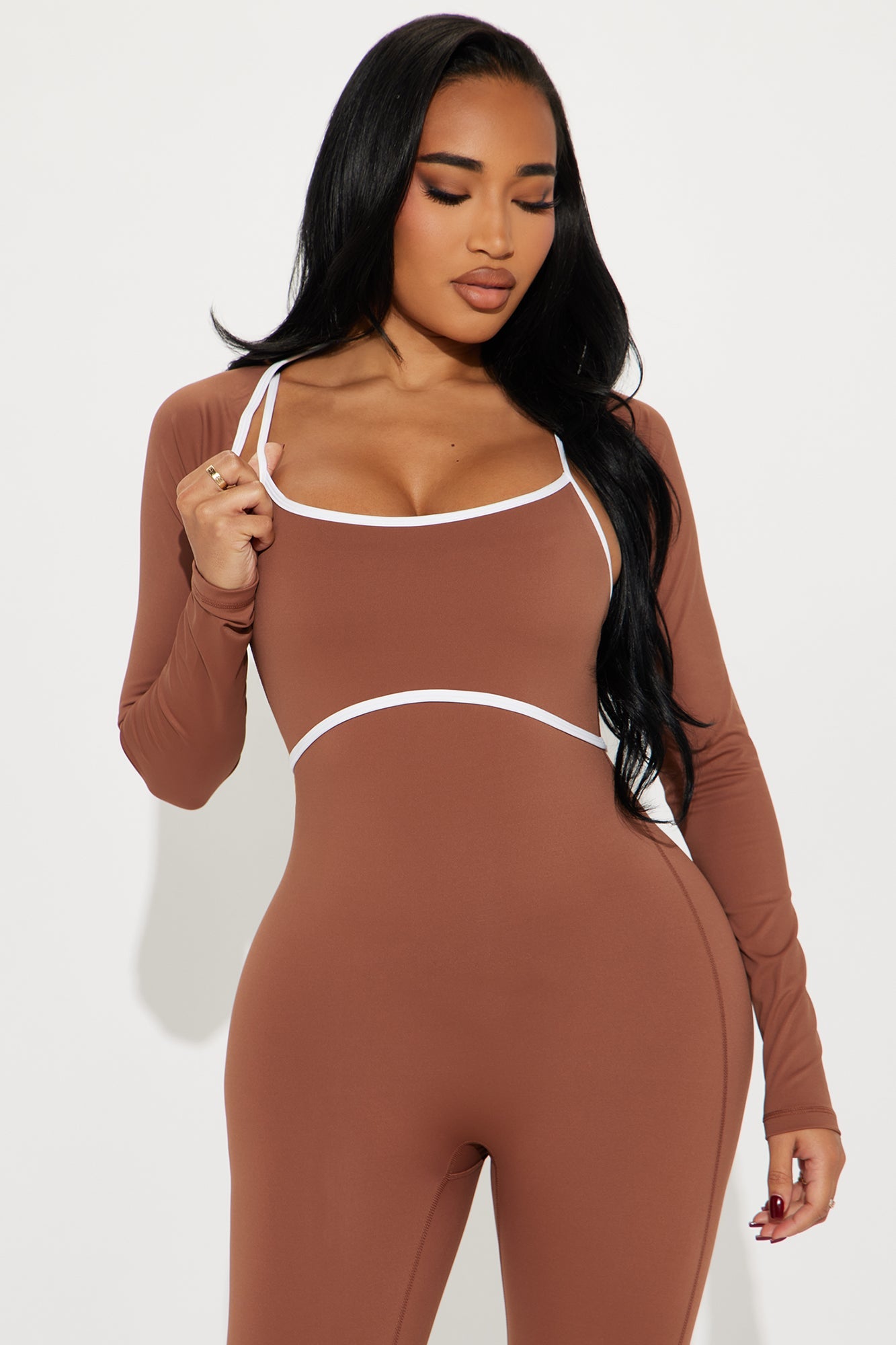 Heidi 2 Piece Bolero Active Jumpsuit - Mocha