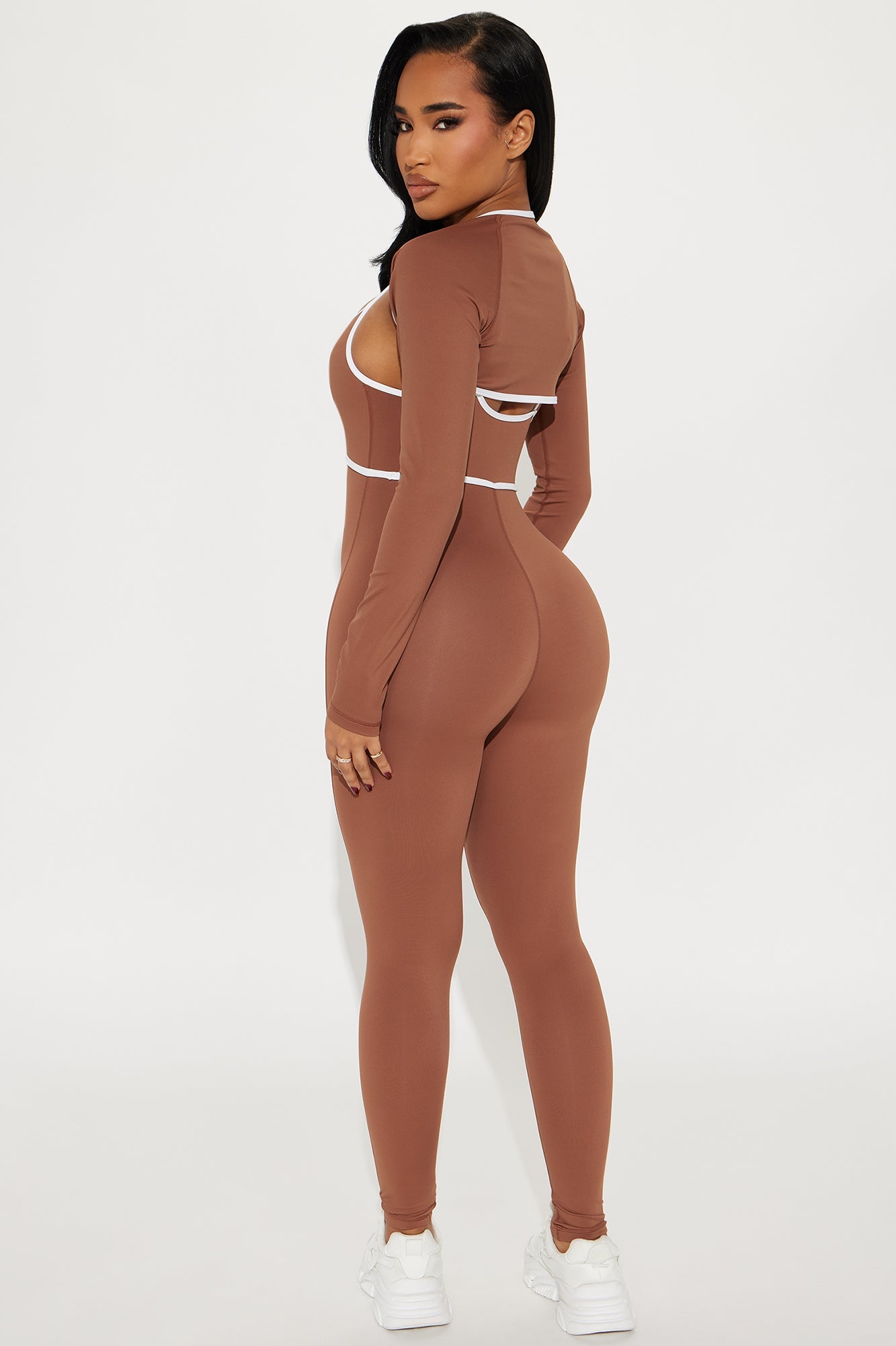 Heidi 2 Piece Bolero Active Jumpsuit - Mocha