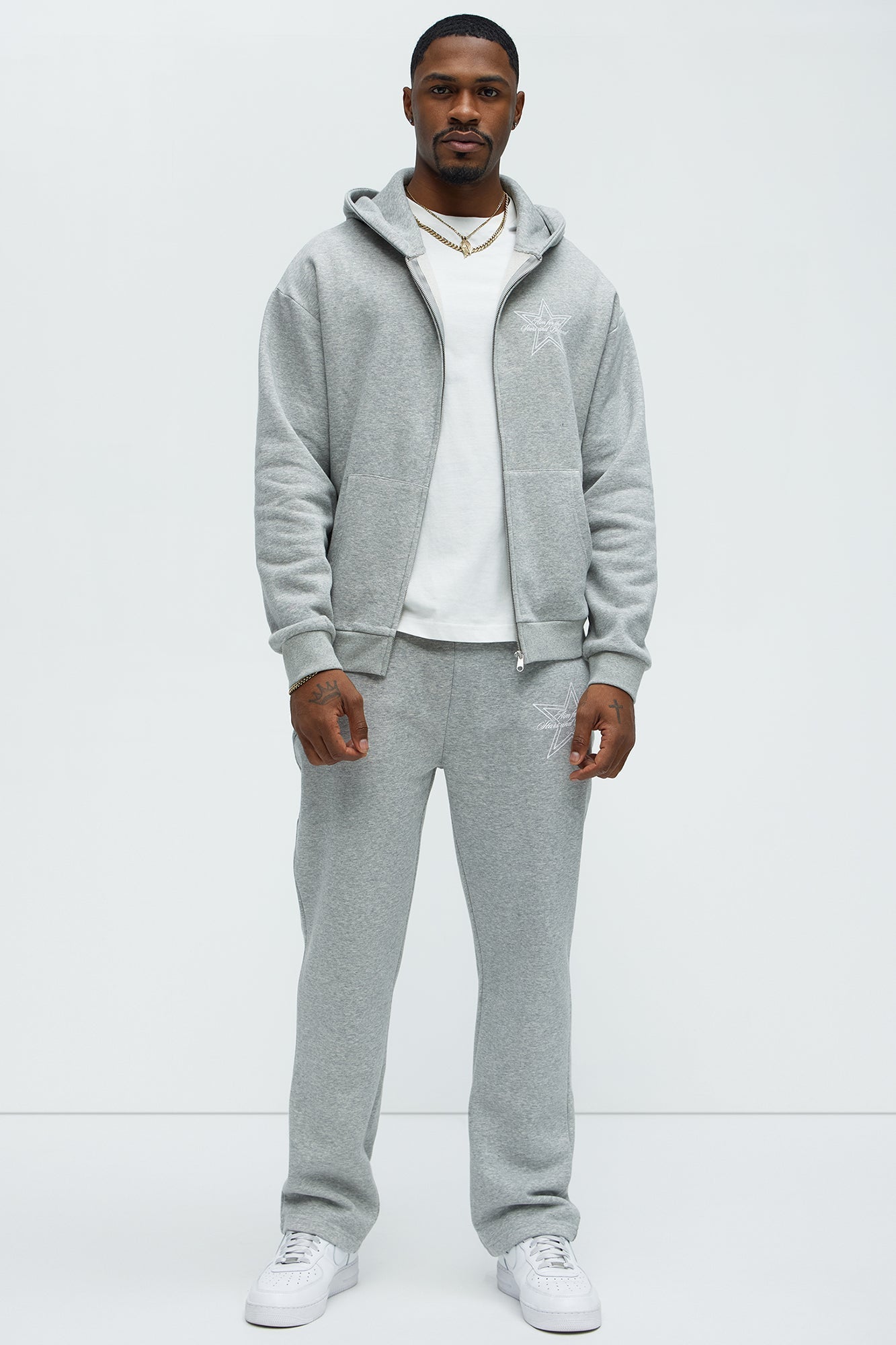 Aim For The Stars Zip Hoodie - Grey