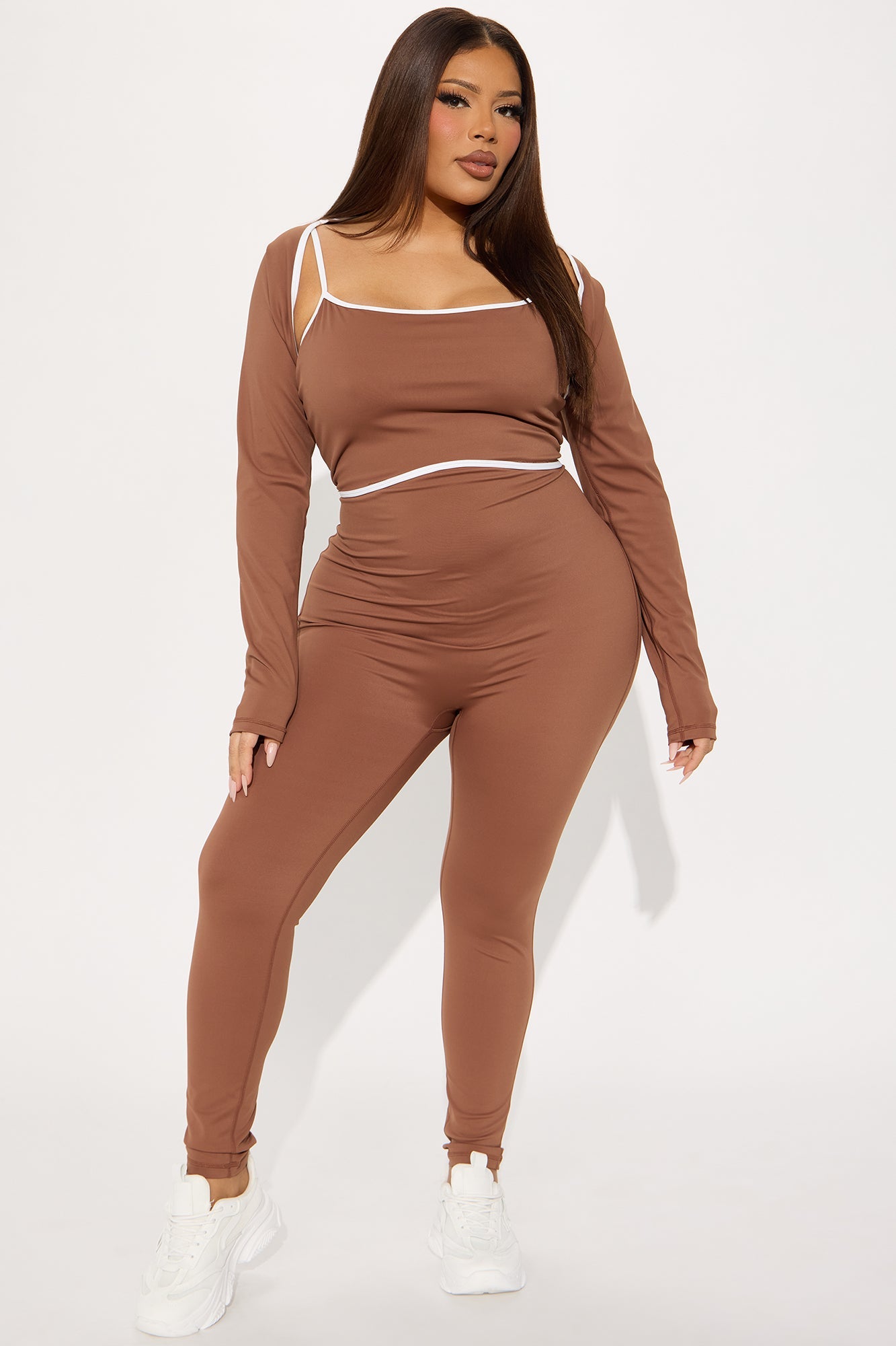 Heidi 2 Piece Bolero Active Jumpsuit - Mocha