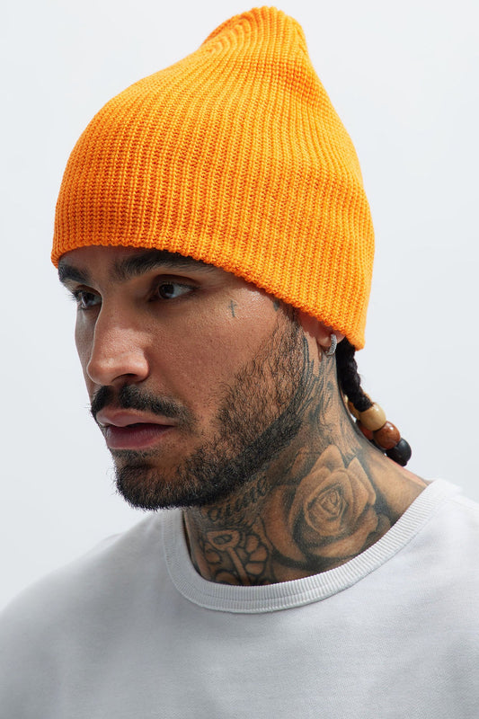 Ribbed Beanie - Orange