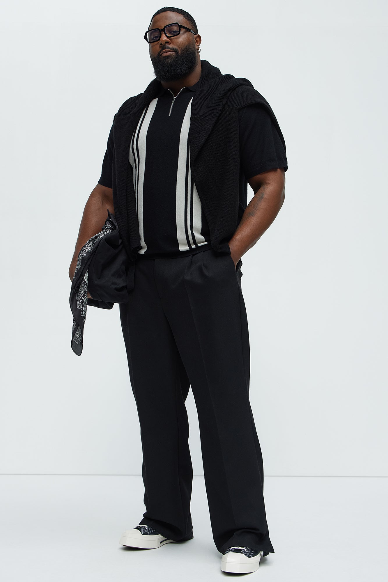 Camden Quarter Zip Sweater Polo Shirt - Black/combo