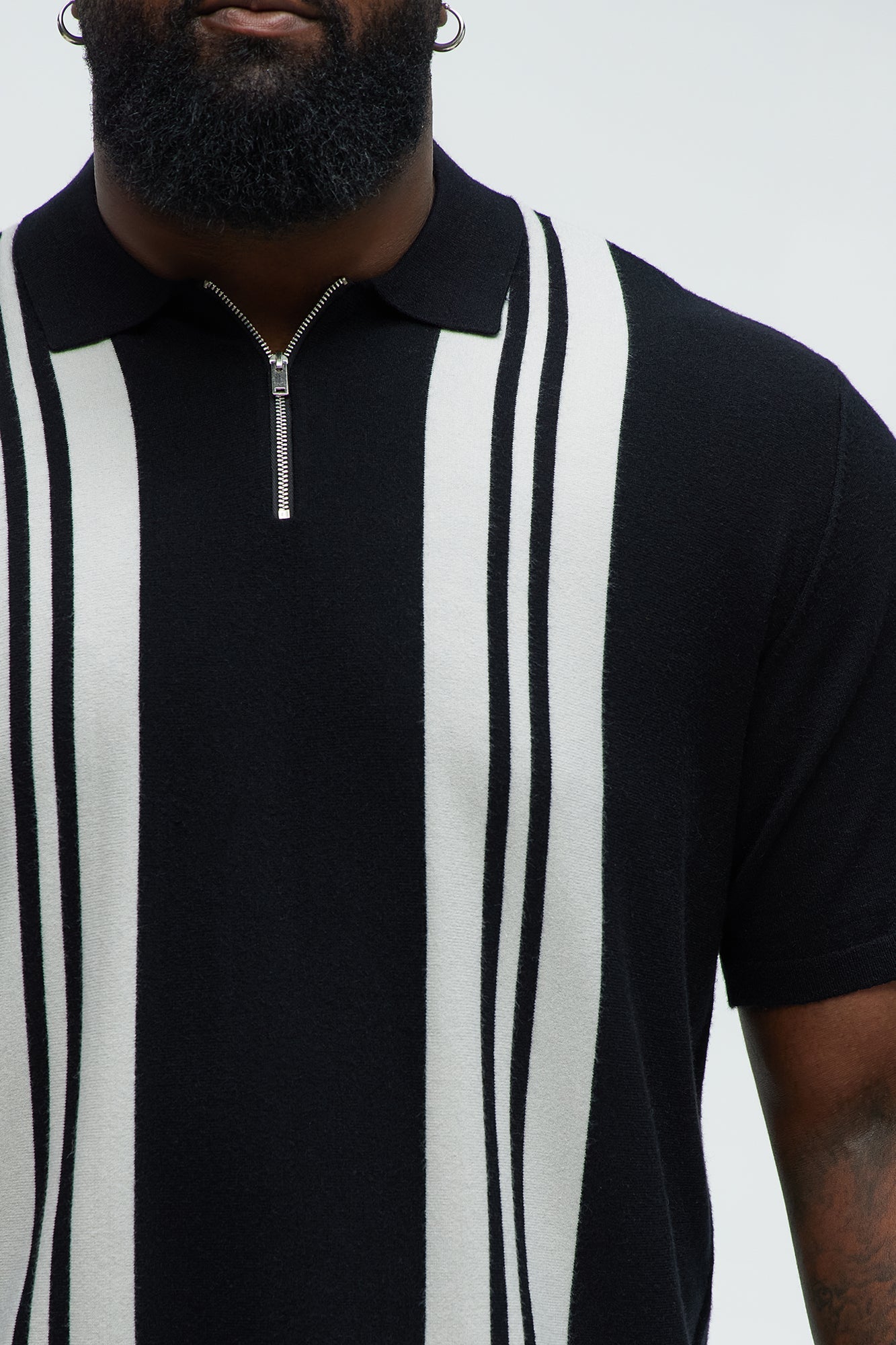 Camden Quarter Zip Sweater Polo Shirt - Black/combo